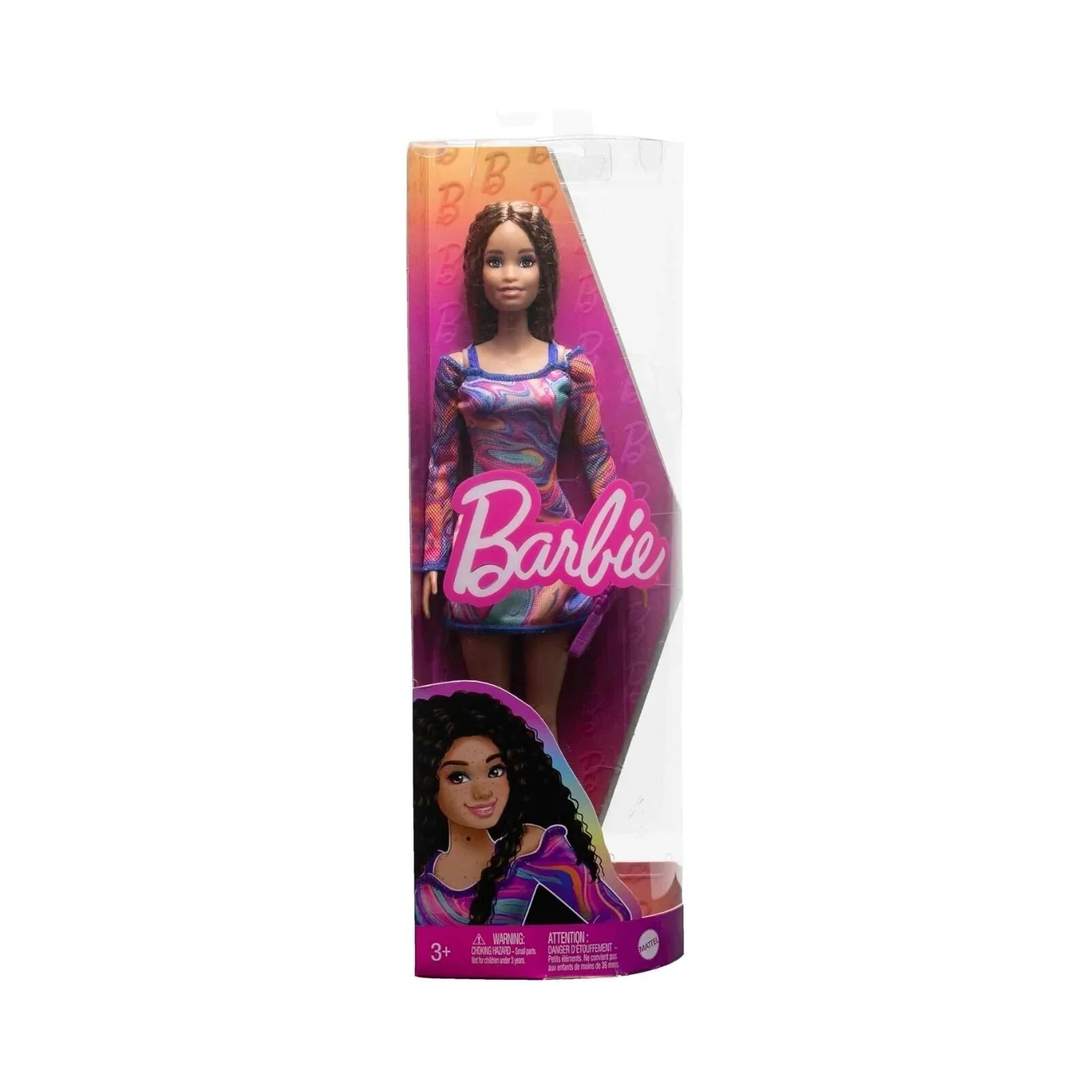Barbie Fashionista Doll with Rainbow Marble Printed Dress - Image 5