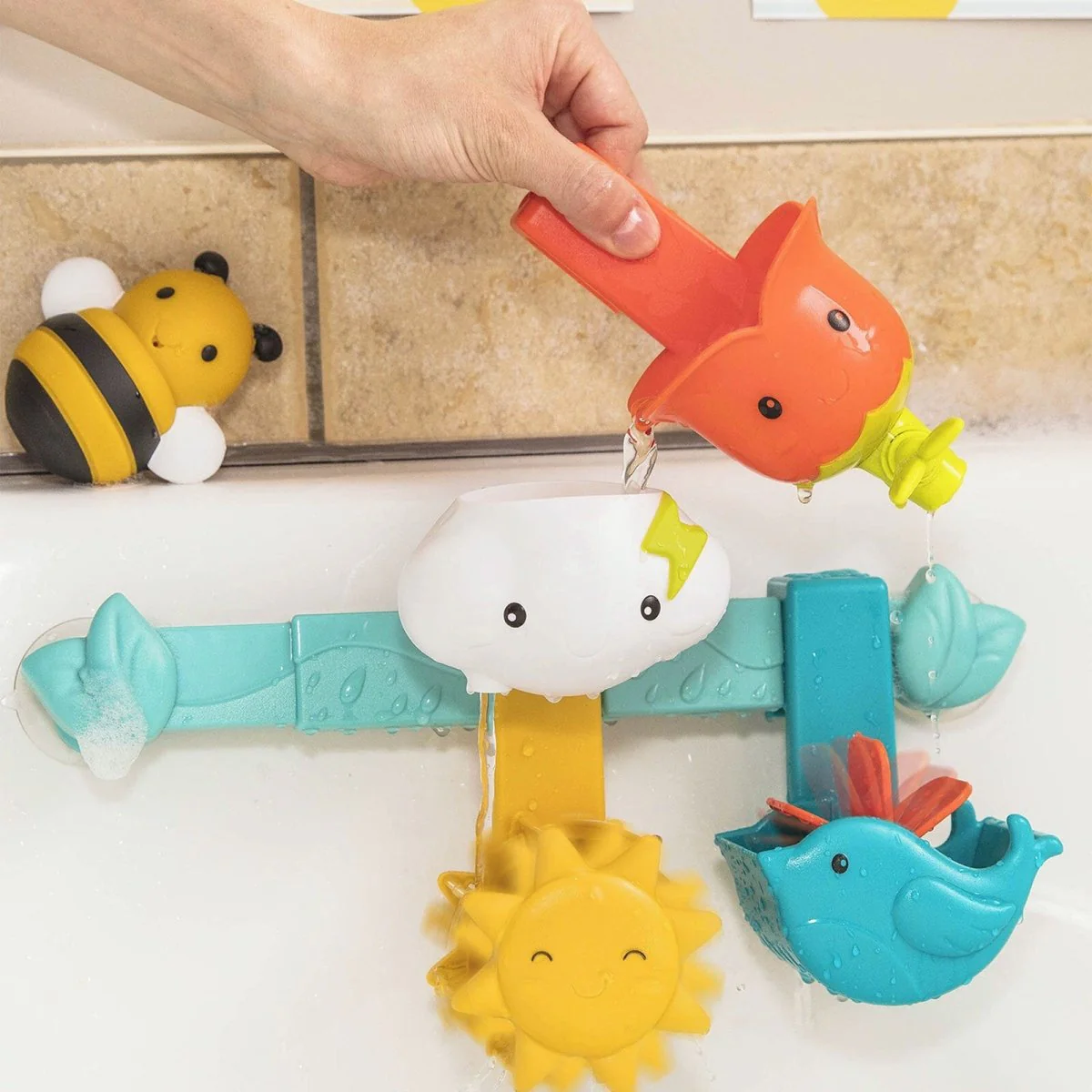 Battat Rain & Shine Bath Bar, 6 Removable Pieces & 2 Suction Cups - Image 3