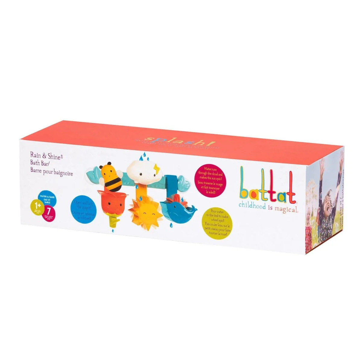 Battat Rain & Shine Bath Bar, 6 Removable Pieces & 2 Suction Cups - Image 5