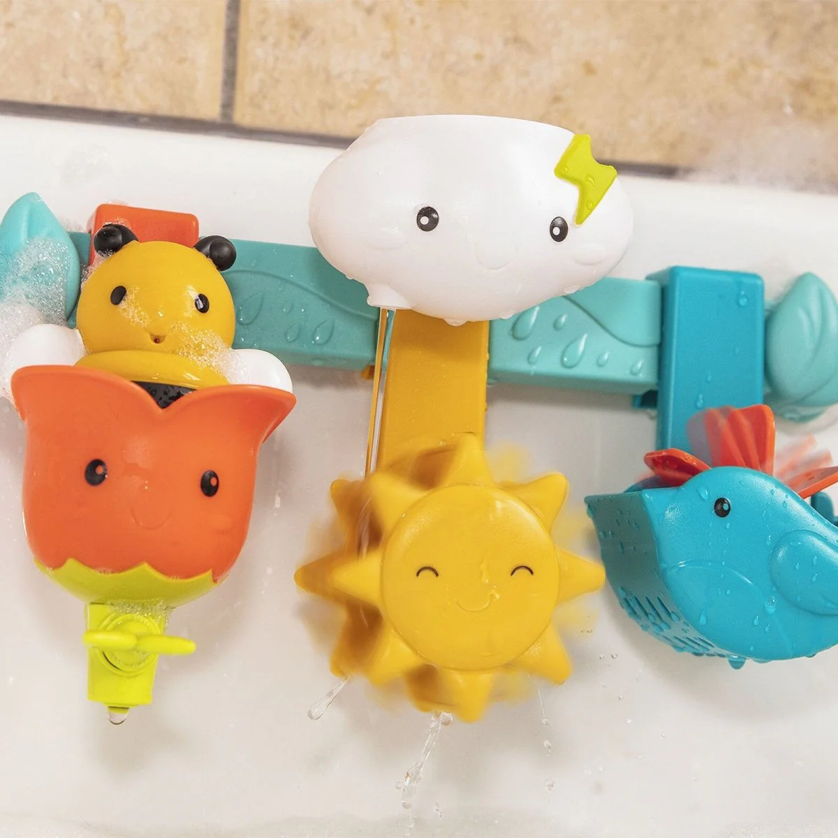 Battat Rain & Shine Bath Bar, 6 Removable Pieces & 2 Suction Cups - Image 7
