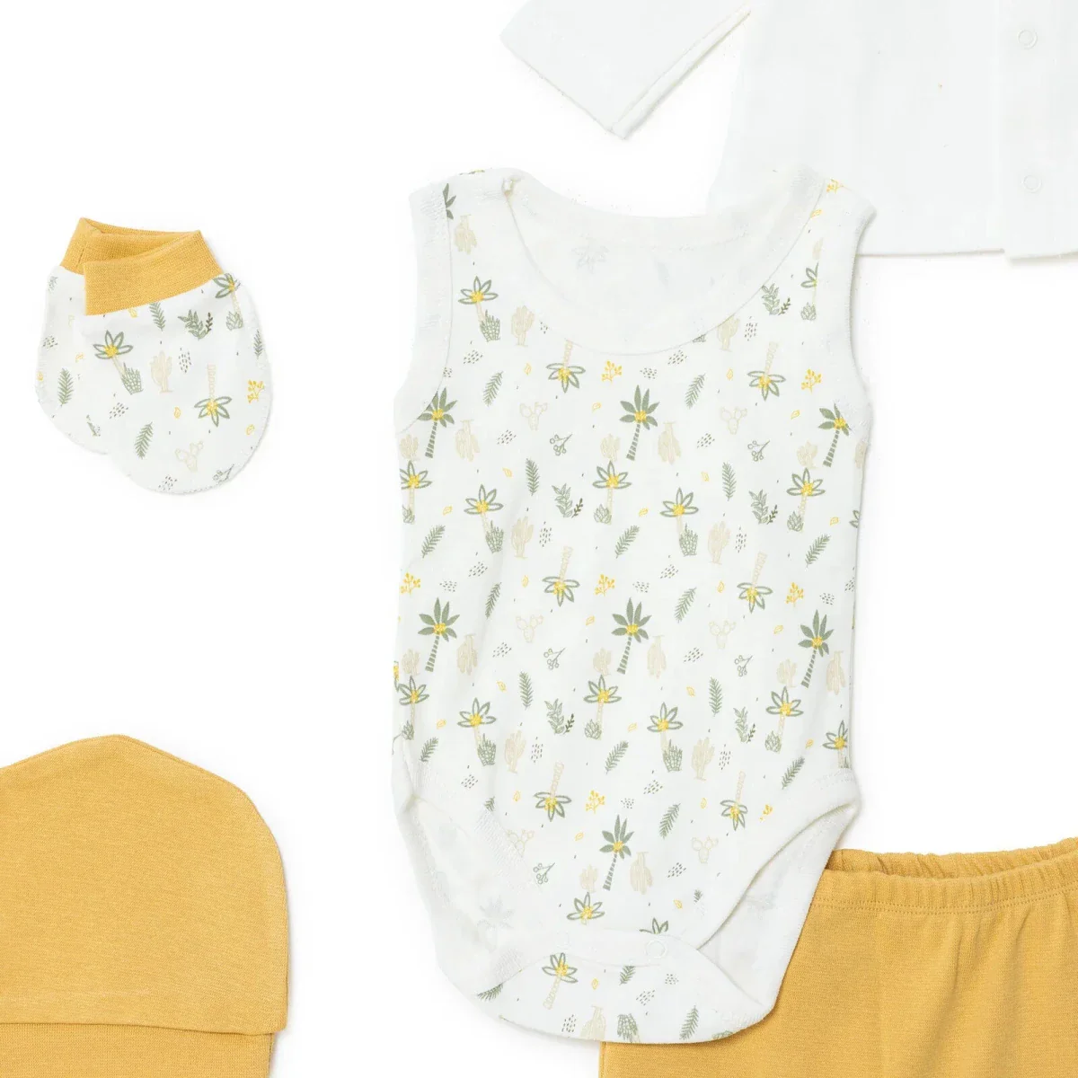 Bebbek Boys 10pcss Newborn Set Animal with Poppers V-Neck Long Leg Long Sleeve - Ecru - Image 2