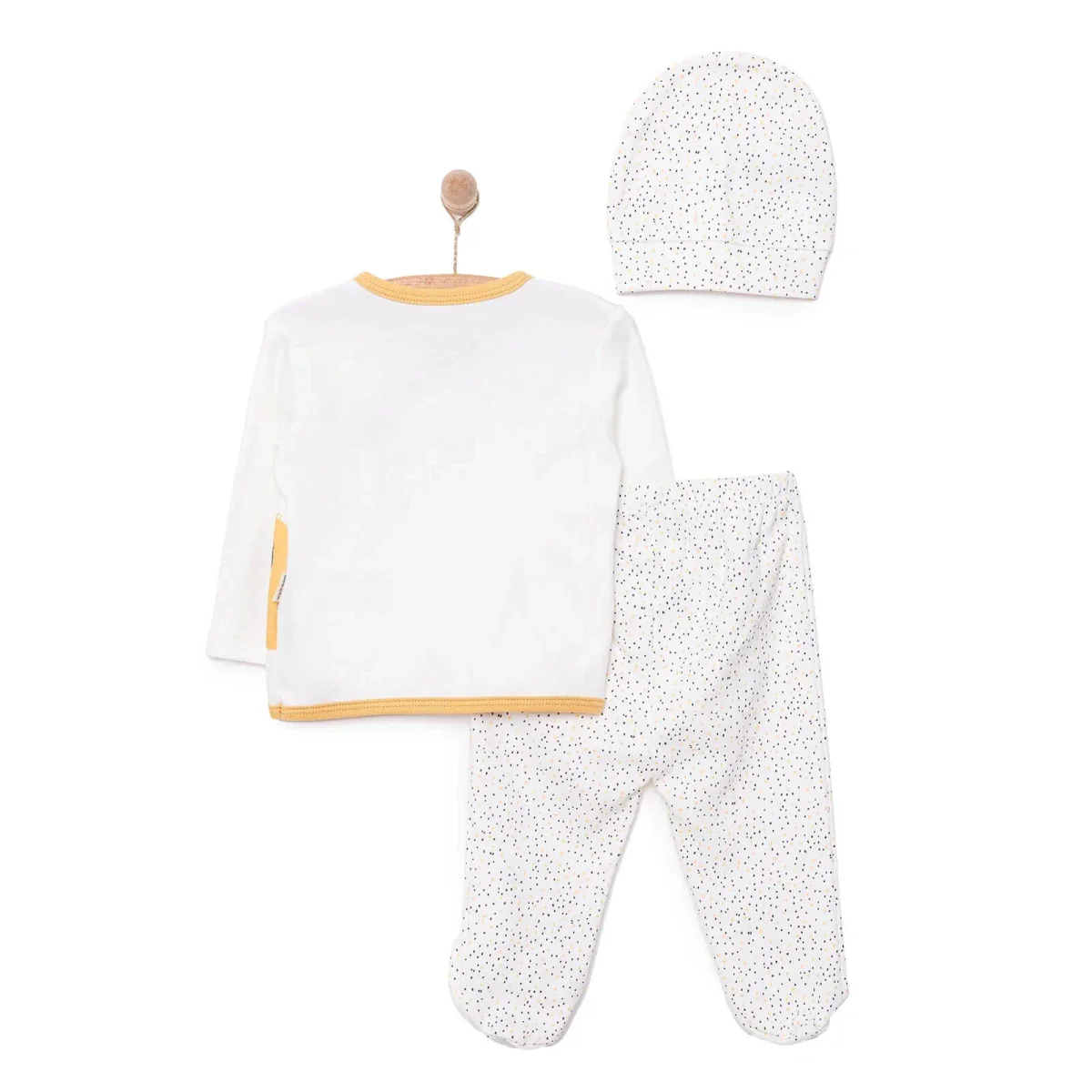 Bebbek Boys Vest Hat & Footed Bottom Set Peter Pan Collar - Ecru - Image 2