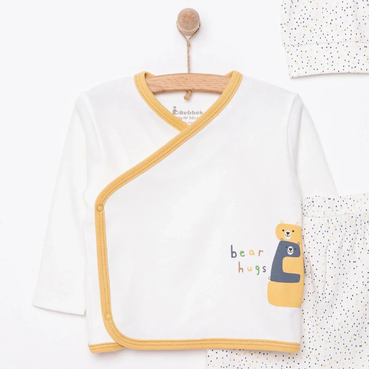 Bebbek Boys Vest Hat & Footed Bottom Set Peter Pan Collar - Ecru - Image 3
