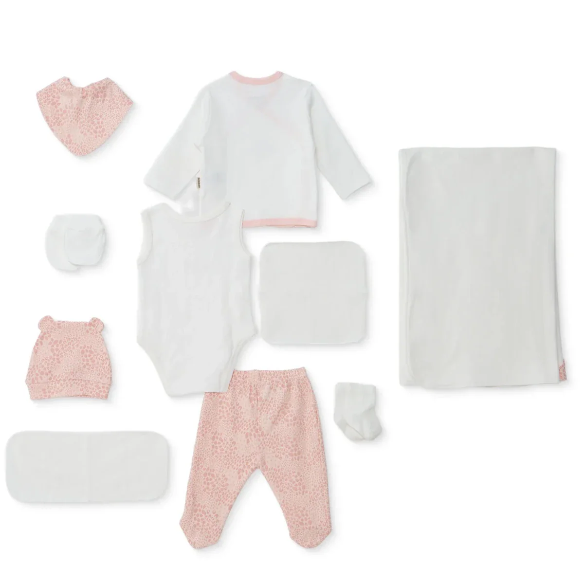Bebbek Girls 10pc Newborn Set Animal with Poppers V-Neck Long Leg Long Sleeve - Ecru - Image 2