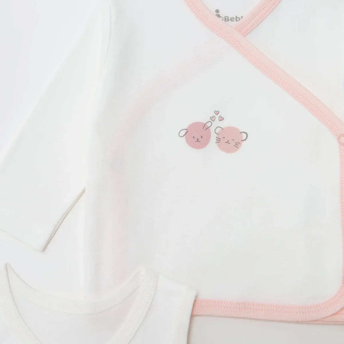 Bebbek Girls 10pc Newborn Set Animal with Poppers V-Neck Long Leg Long Sleeve - Ecru - Image 3