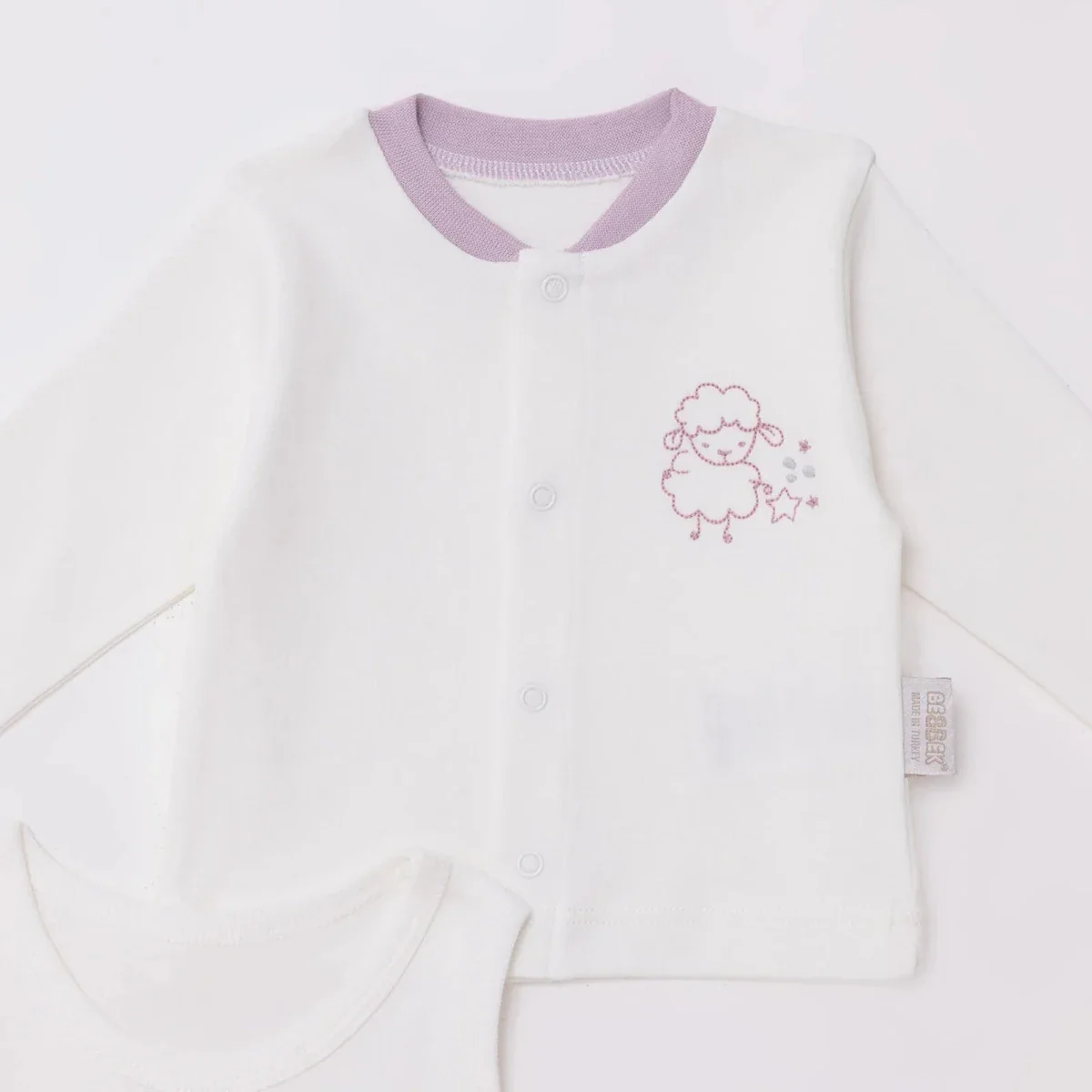 Bebbek Girls 10pc Newborn Set Animal with Poppers V-Neck Long Leg Long Sleeve - Ecru - Image 3