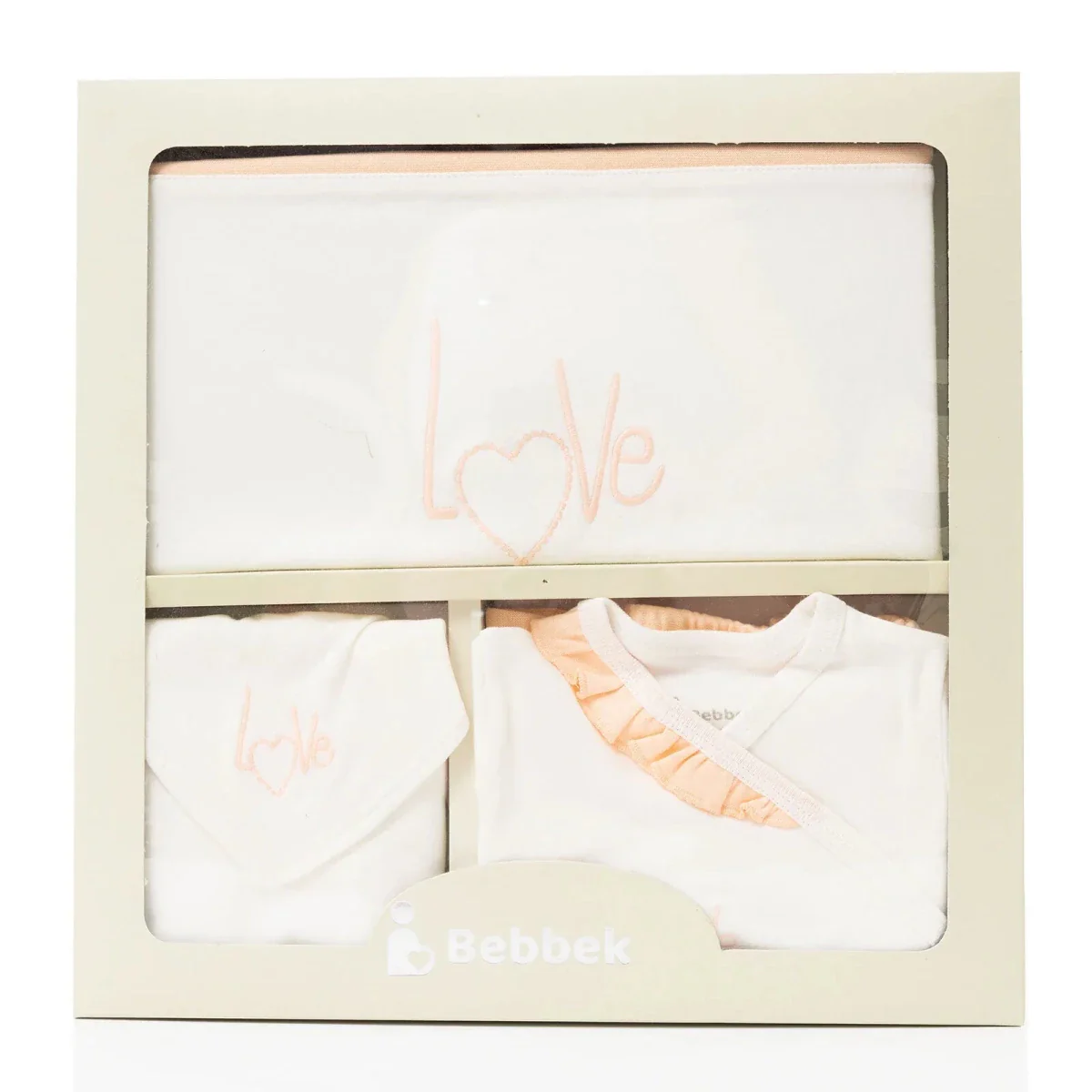 Bebbek Girls 10pc Newborn Set Heart with Poppers V-Neck Long Leg Long Sleeve - Ecru - Image 8