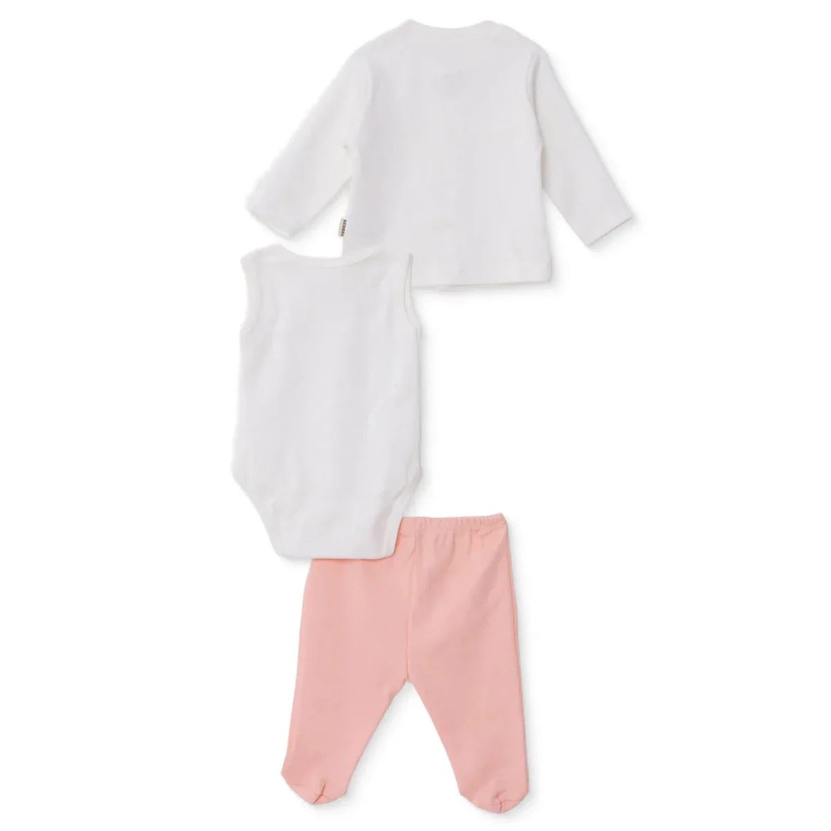Bebbek Girls 10pcss Newborn Set Animal with Poppers V-Neck Long Leg Long Sleeve - Ecru - Image 2