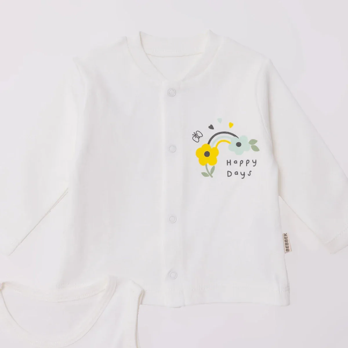 Bebbek Girls 10pcss Newborn Set Animal with Poppers V-Neck Long Leg Long Sleeve - Ecru - Image 3