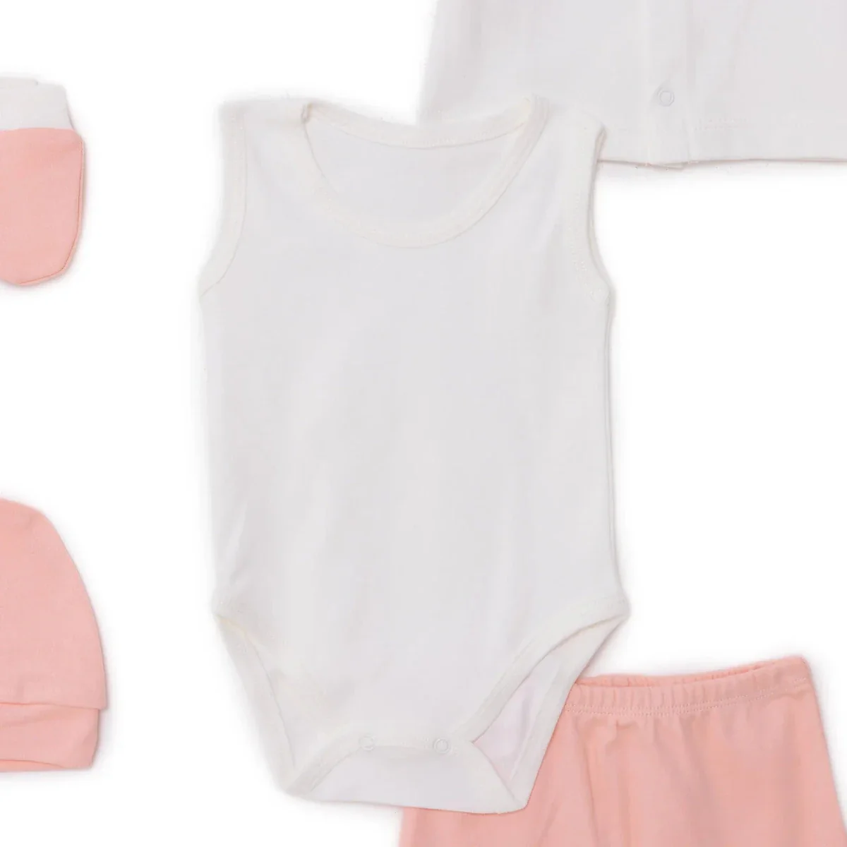 Bebbek Girls 10pcss Newborn Set Animal with Poppers V-Neck Long Leg Long Sleeve - Ecru - Image 4
