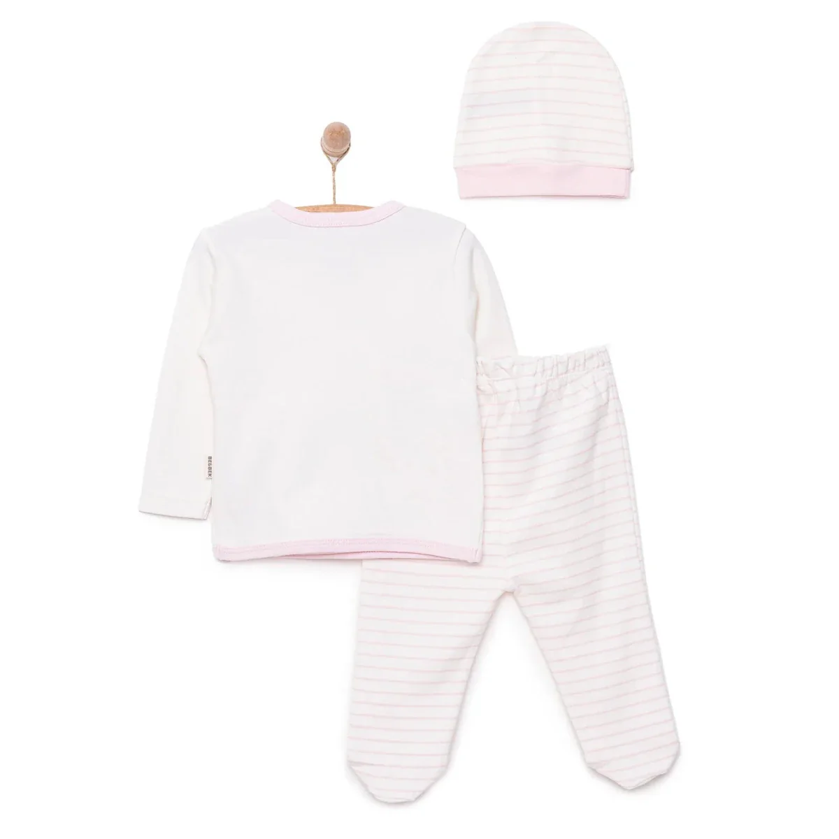 Bebbek Girls Vest Hat & Footed Bottom Set Peter Pan Collar - Ecru - Image 2