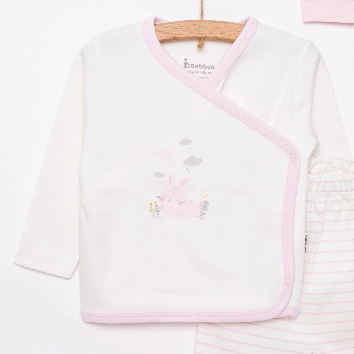 Bebbek Girls Vest Hat & Footed Bottom Set Peter Pan Collar - Ecru - Image 3