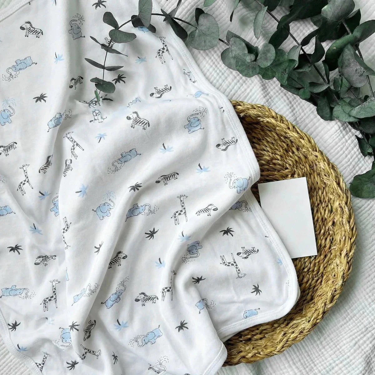 Bebecix Boys Cotton Jersey Blankets - Ecru - Image 2