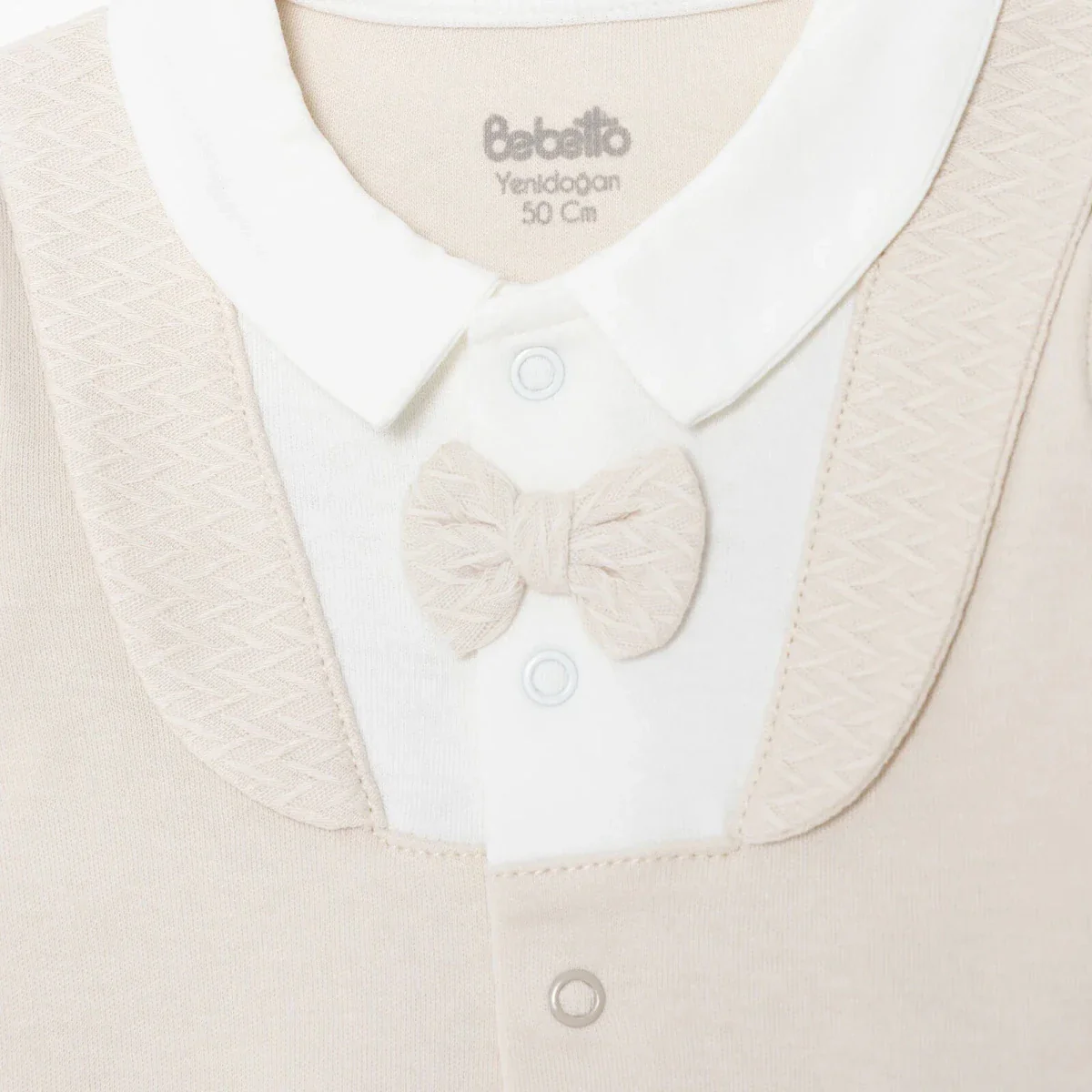 Bebetto Boys 5-Piece Newborn Hospital Set Snap Fastening Little Boss Shirt Collar Full Length Long S - Beige - Image 8