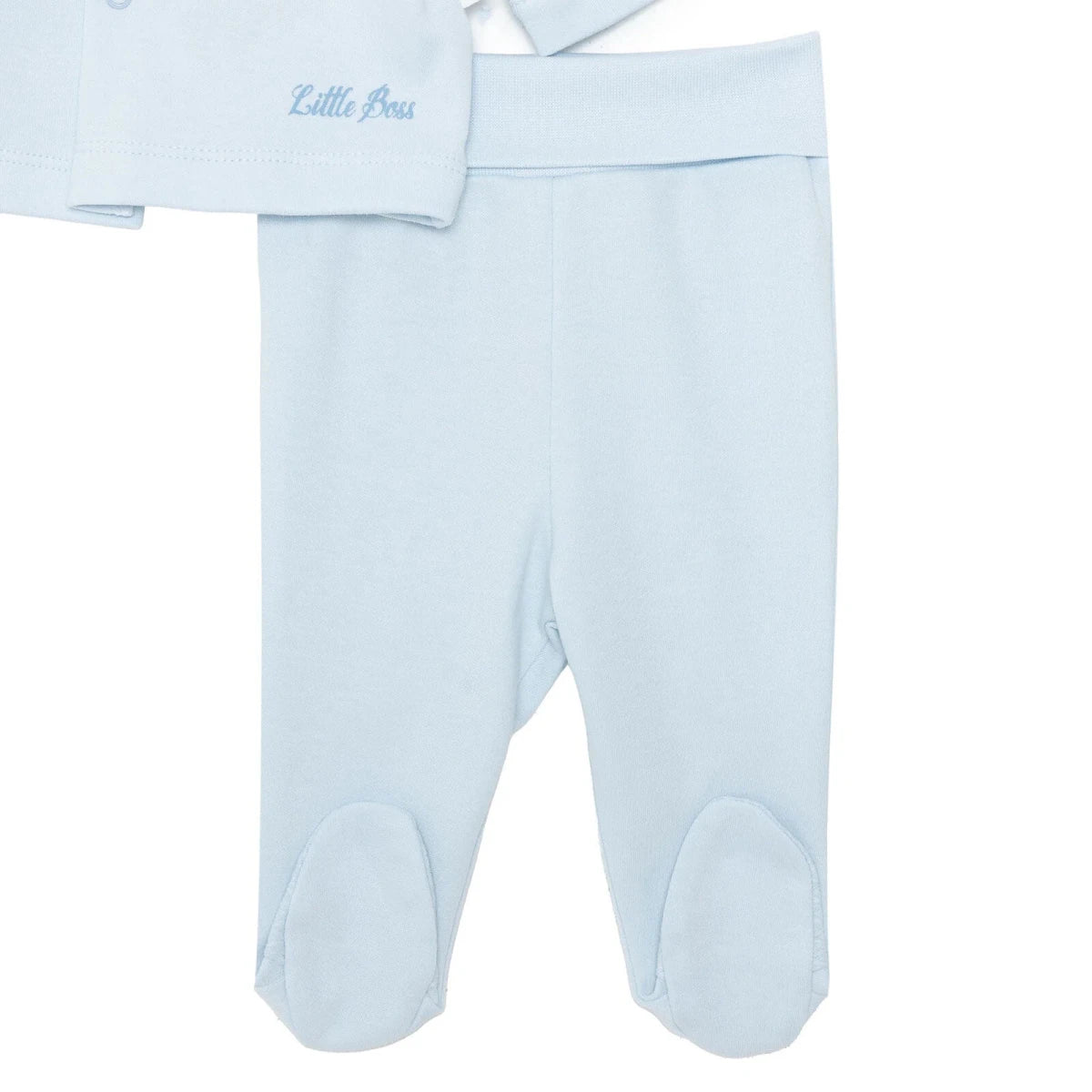 Bebetto Boys 5-Piece Newborn Hospital Set Snap Fastening Little Boss Shirt Collar Full Length Long S - Blue - Image 6