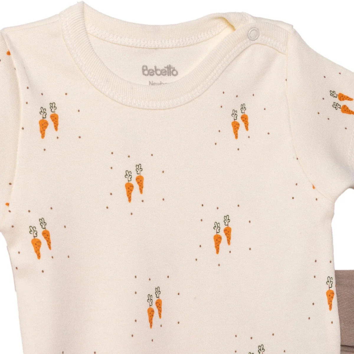 Bebetto Boys Bodysuit & Footed Bottom Set Animal Print Snap Fastening Baby Carrot Crew Neck Full Len - Brown - Image 3
