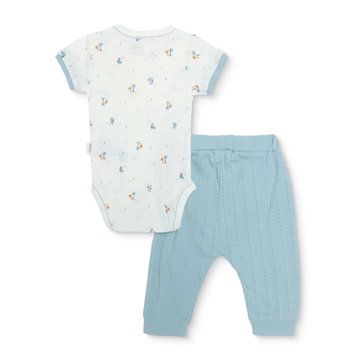 Bebetto Boys Bodysuit & Footless Bottom Set Nautical Print - Petrol Green - Image 2