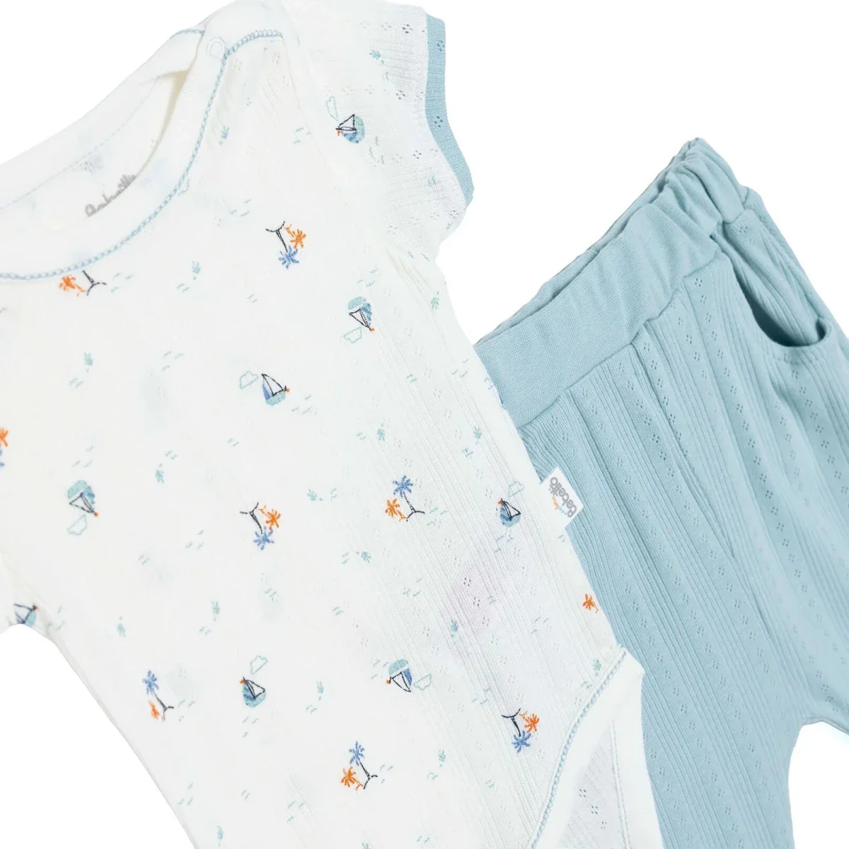 Bebetto Boys Bodysuit & Footless Bottom Set Nautical Print - Petrol Green - Image 3