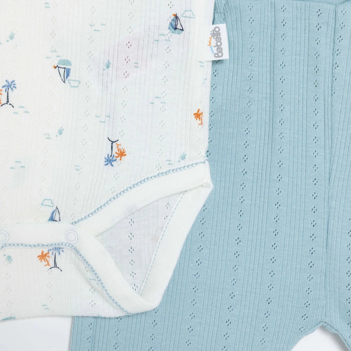 Bebetto Boys Bodysuit & Footless Bottom Set Nautical Print - Petrol Green - Image 4