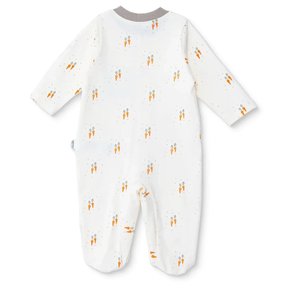Bebetto Boys Footed Sleepsuit Animal Print Snap Fastening Baby Carrot Crew Neck Full Length Long Sle - Ecru - Image 2