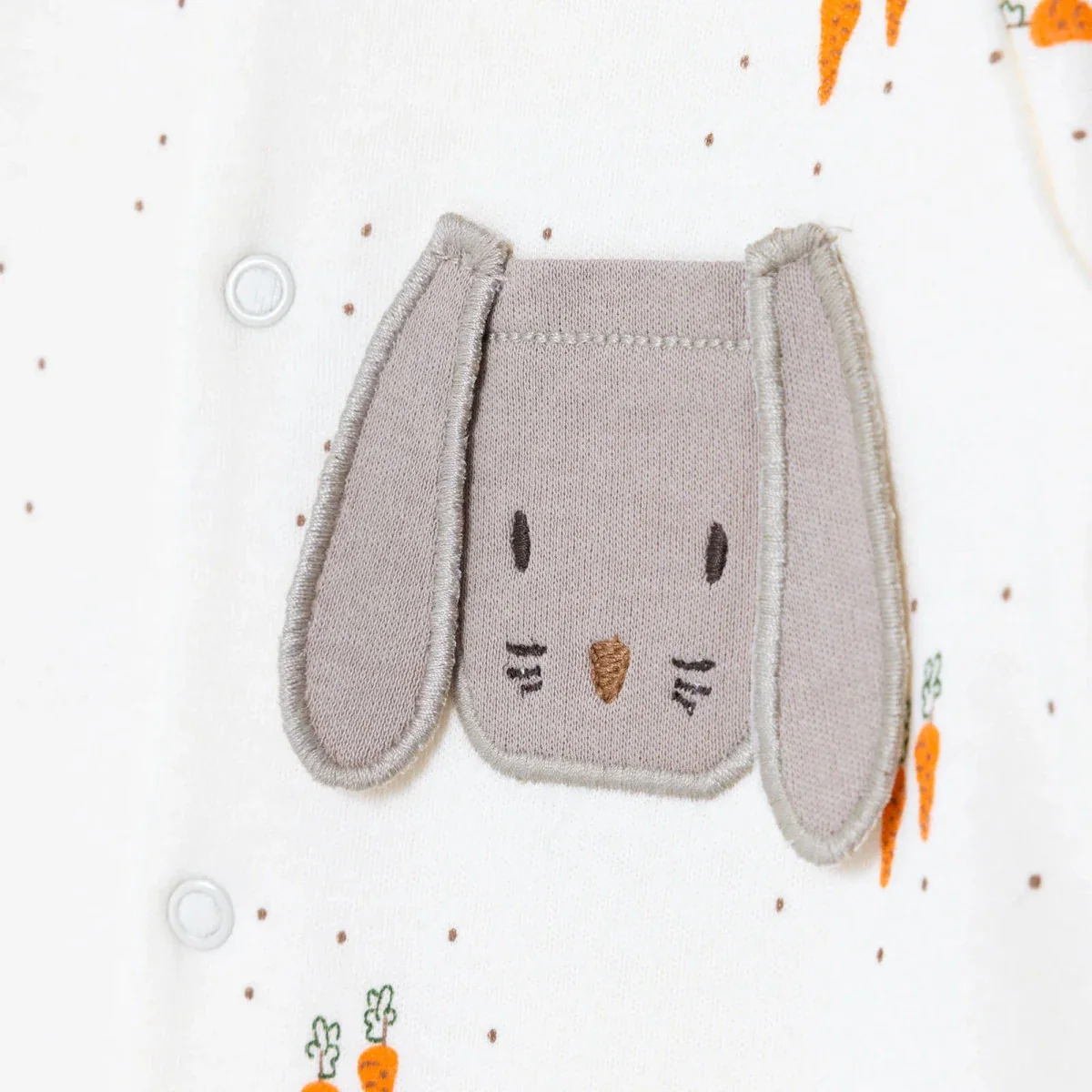 Bebetto Boys Footed Sleepsuit Animal Print Snap Fastening Baby Carrot Crew Neck Full Length Long Sle - Ecru - Image 4
