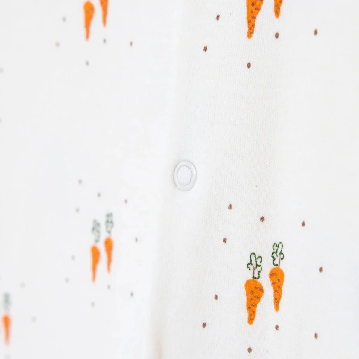 Bebetto Boys Footed Sleepsuit Animal Print Snap Fastening Baby Carrot Crew Neck Full Length Long Sle - Ecru - Image 5