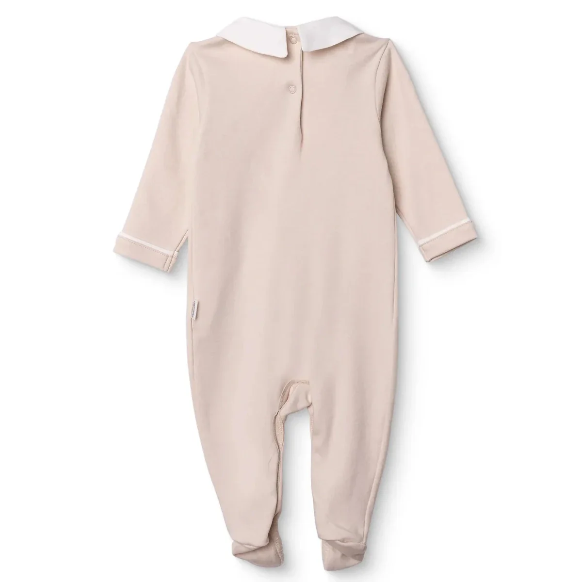 Bebetto Boys Footed Sleepsuit Snap Fastening Little Boss Shirt Collar Full Length Long Sleeve - Beige - Image 2