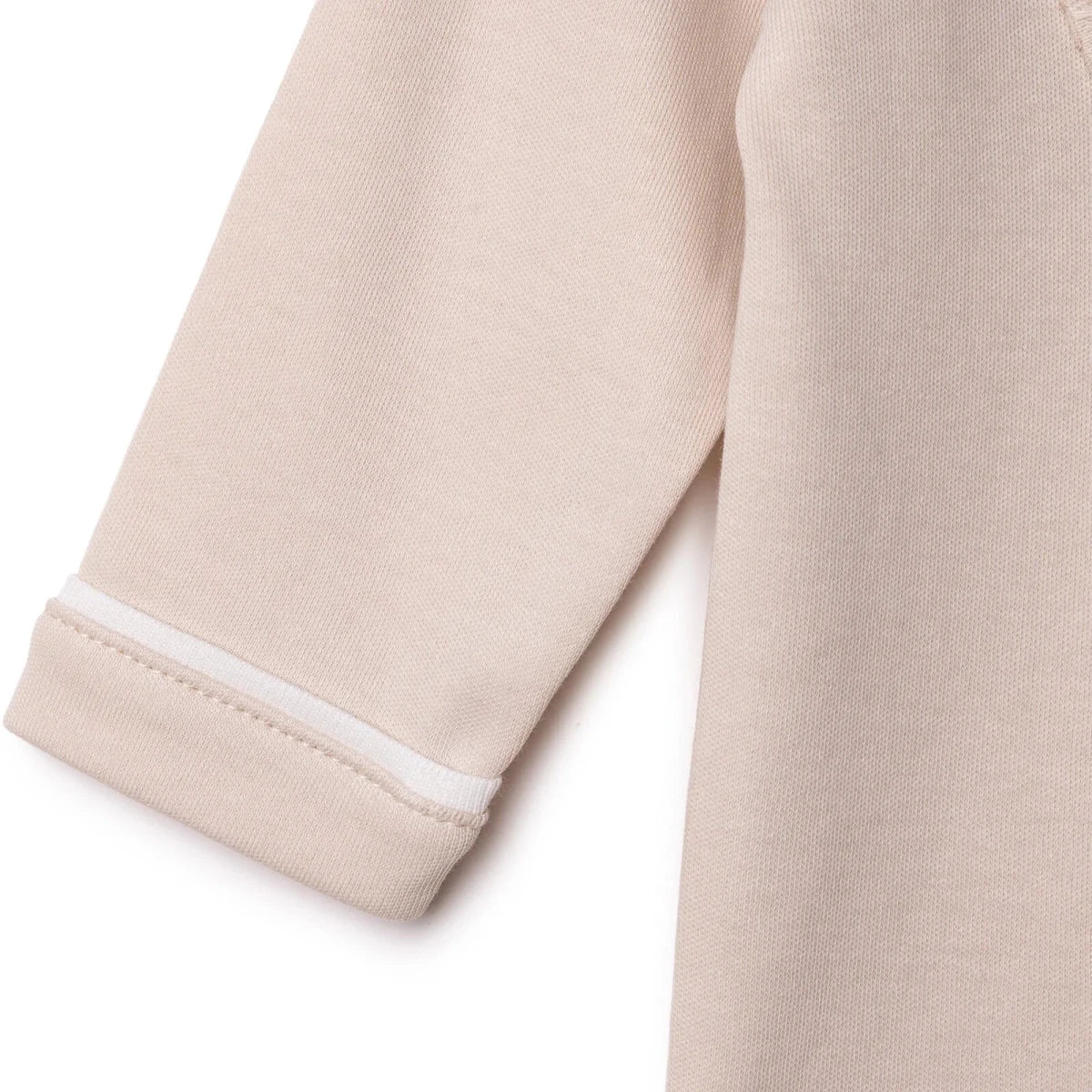Bebetto Boys Footed Sleepsuit Snap Fastening Little Boss Shirt Collar Full Length Long Sleeve - Beige - Image 6
