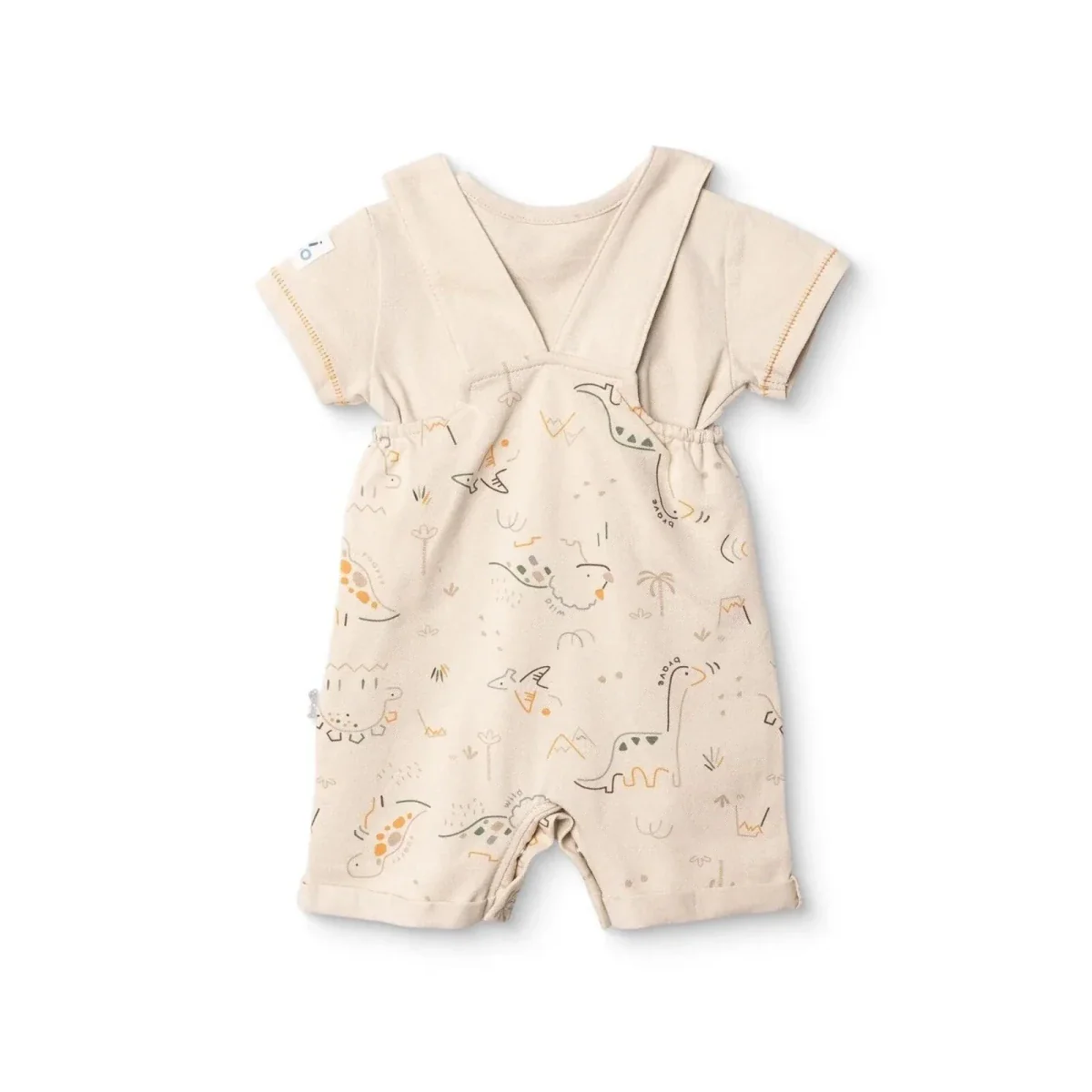 Bebetto Boys Short Dungarees & T-shirt - Beige - Image 2