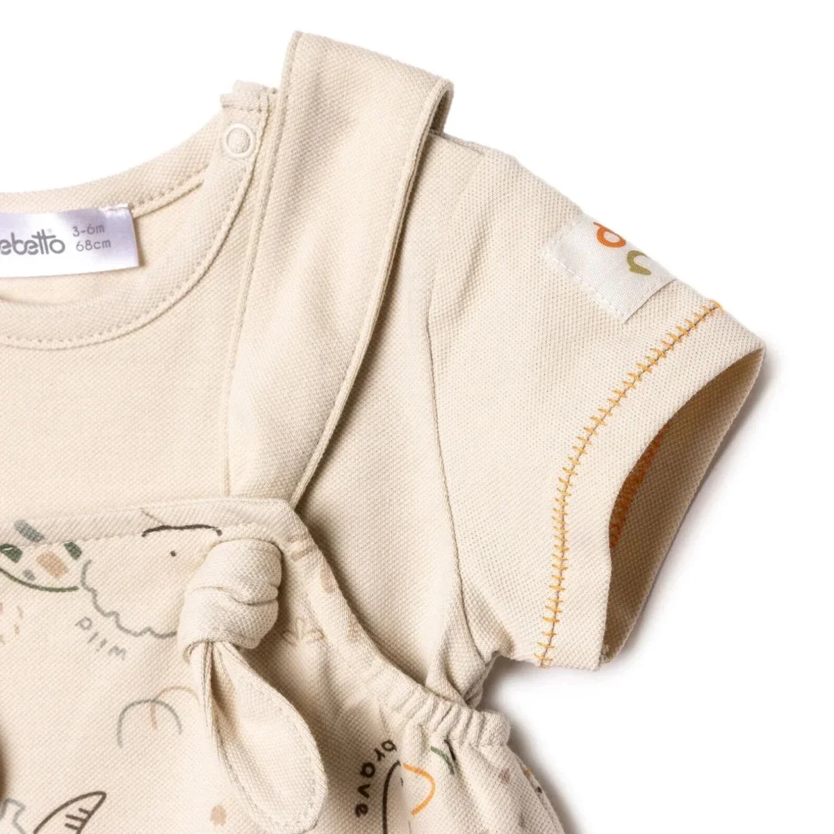 Bebetto Boys Short Dungarees & T-shirt - Beige - Image 4