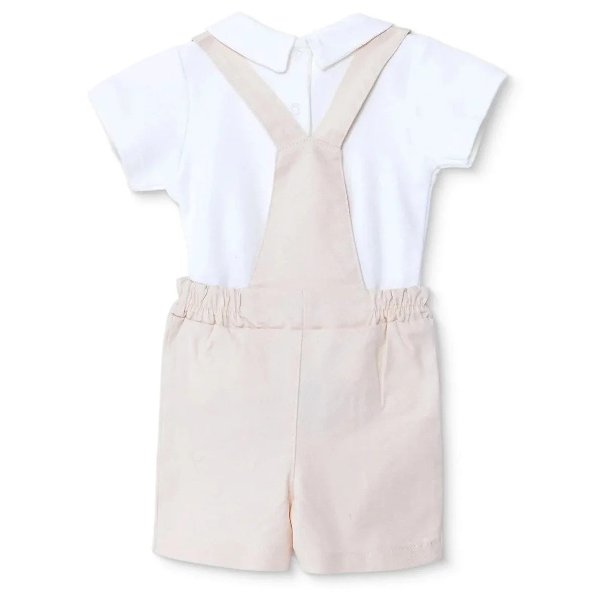 Bebetto Boys Short Dungarees & T-shirt Snap Fastening Little Boss Shirt Collar Short Length Short Sl - Beige - Image 2