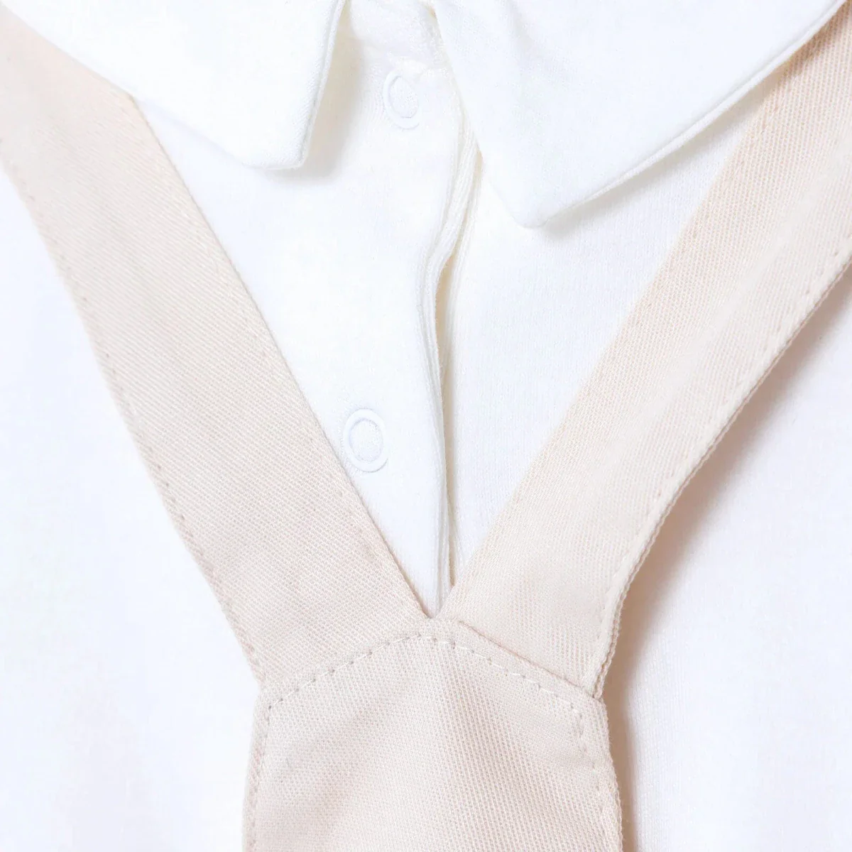 Bebetto Boys Short Dungarees & T-shirt Snap Fastening Little Boss Shirt Collar Short Length Short Sl - Beige - Image 5