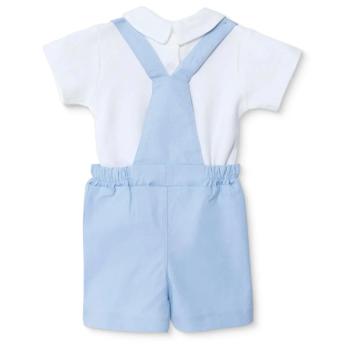 Bebetto Boys Short Dungarees & T-shirt Snap Fastening Little Boss Shirt Collar Short Length Short Sl - Blue - Image 2