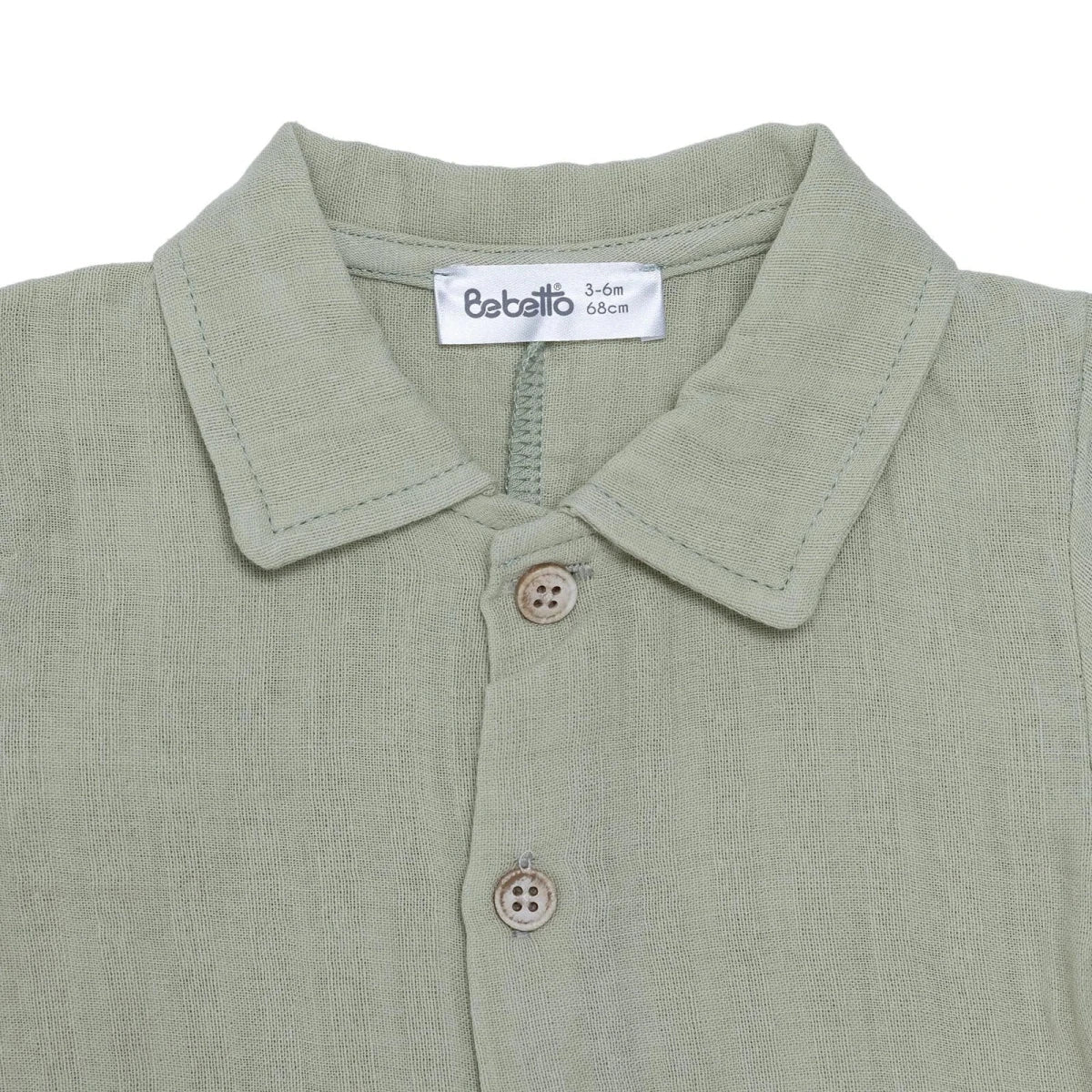 Bebetto Boys Muslin Short Romper - Green - Image 3