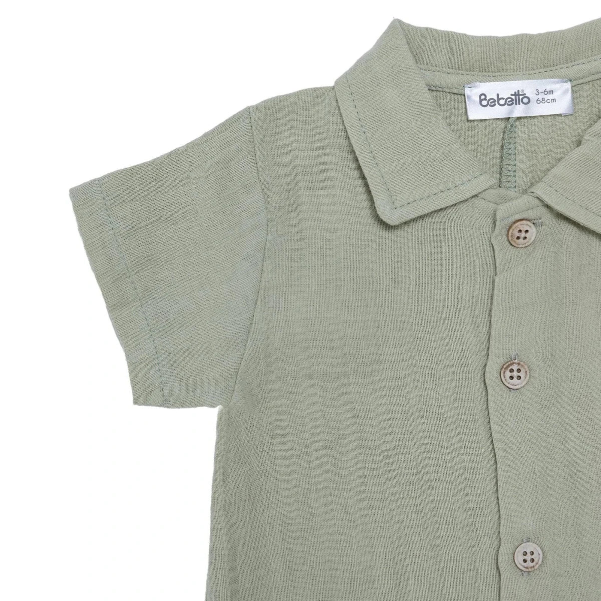 Bebetto Boys Muslin Short Romper - Green - Image 4
