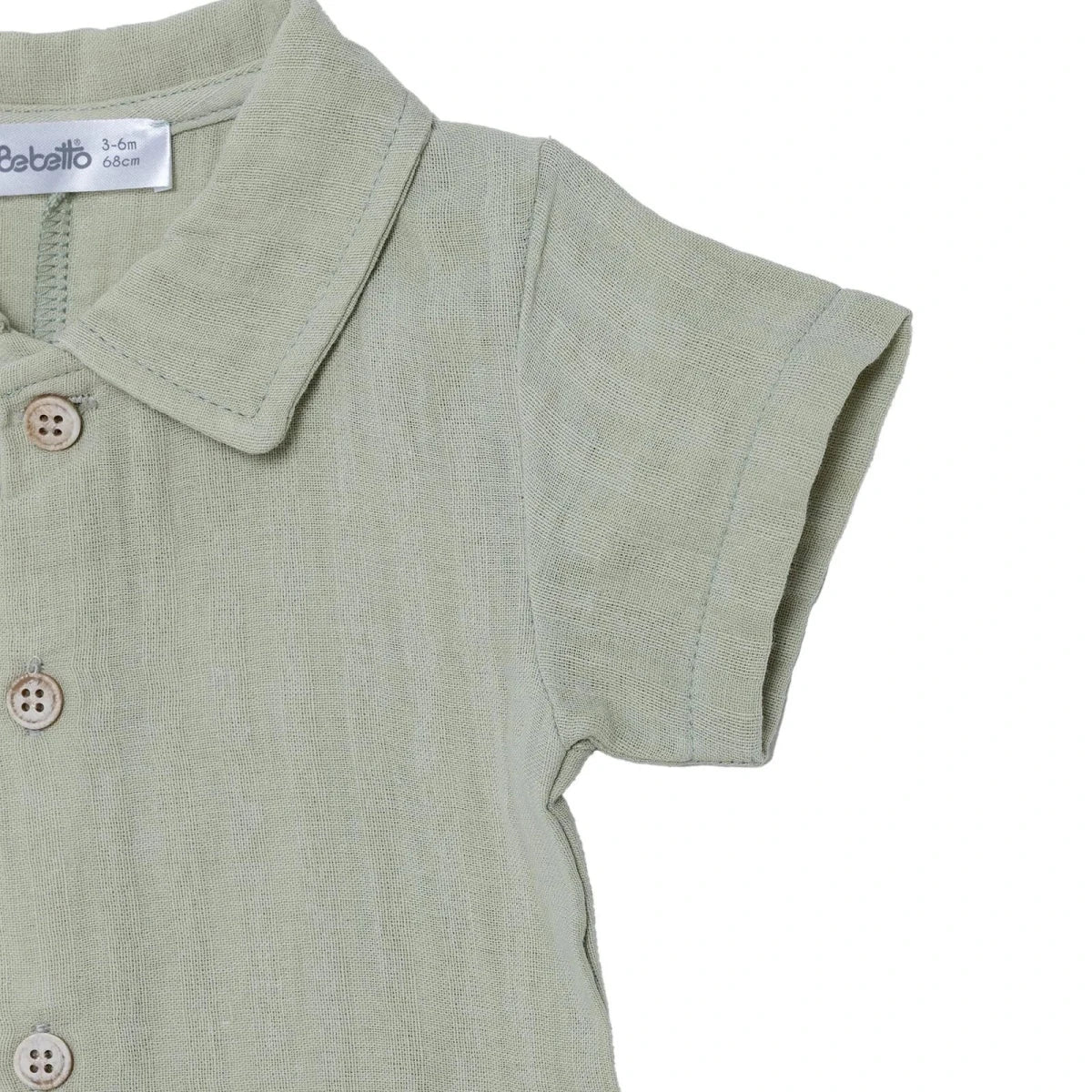 Bebetto Boys Muslin Short Romper - Green - Image 7