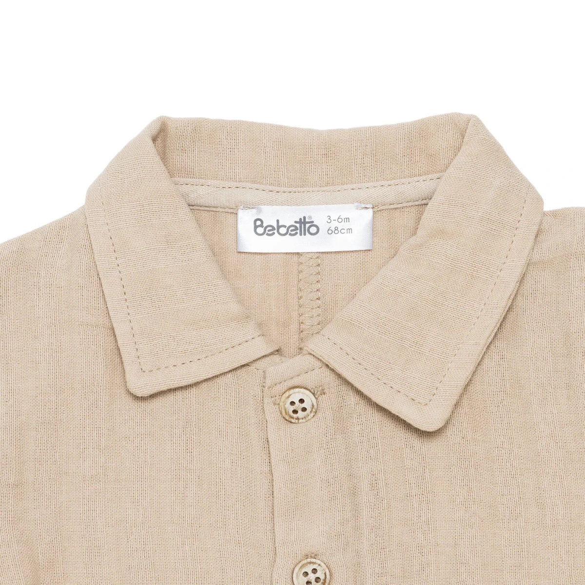 Bebetto Boys Muslin Short Romper - Beige - Image 3