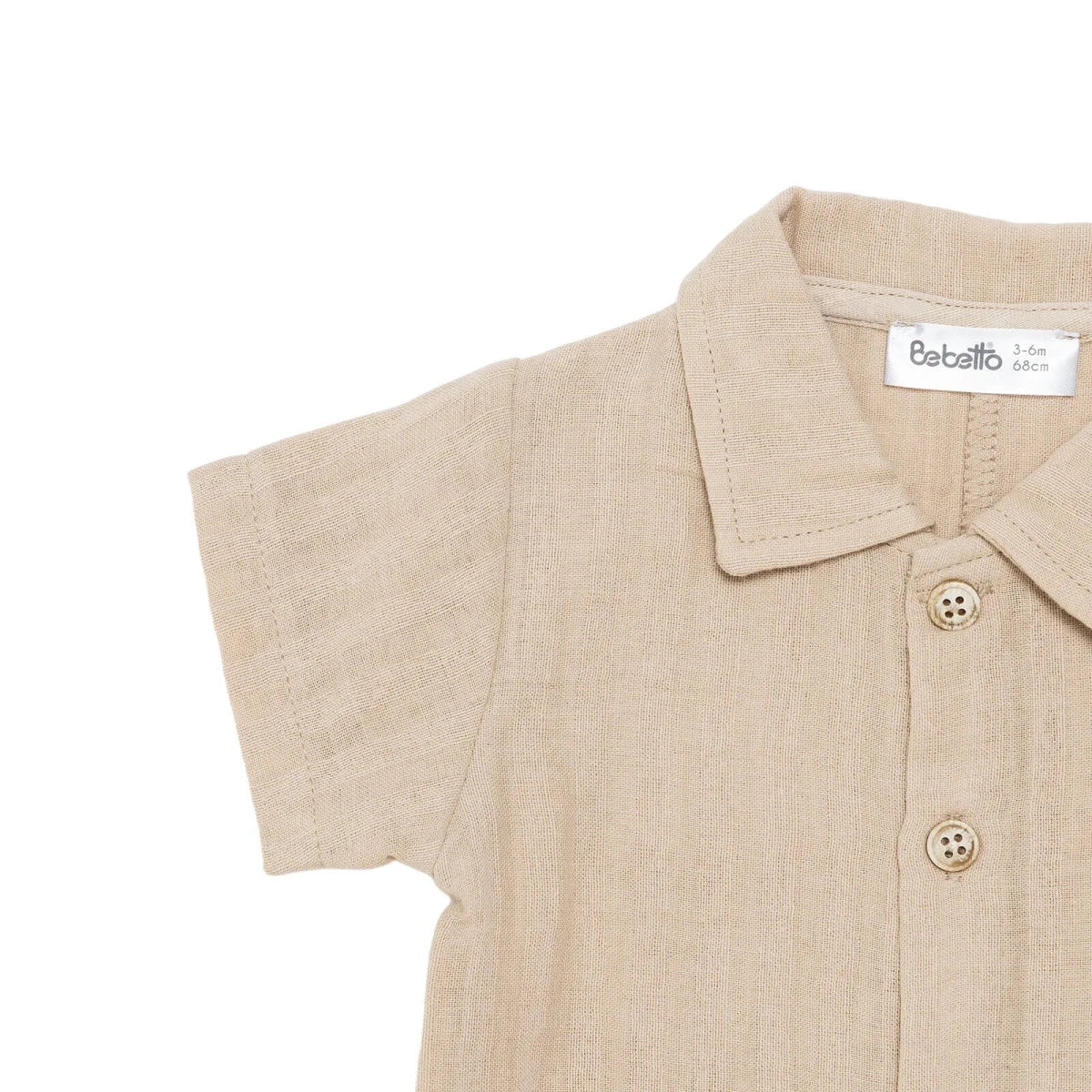 Bebetto Boys Muslin Short Romper - Beige - Image 4