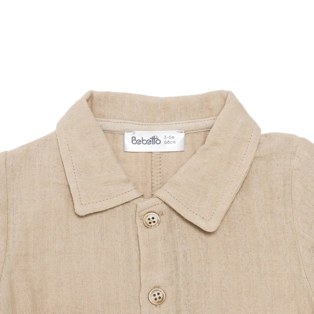 Bebetto Boys Muslin Short Romper - Beige - Image 6