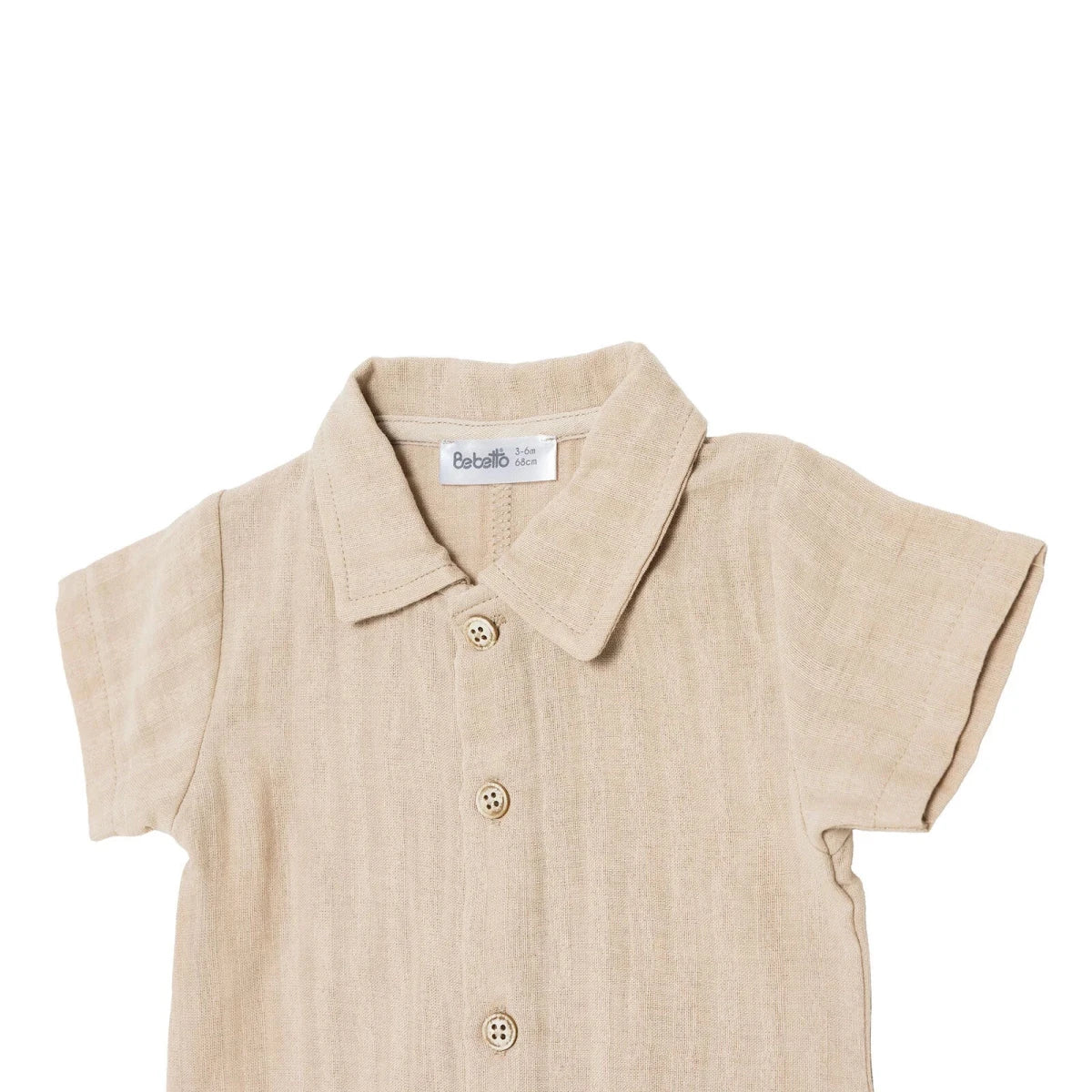 Bebetto Boys Muslin Short Romper - Beige - Image 7