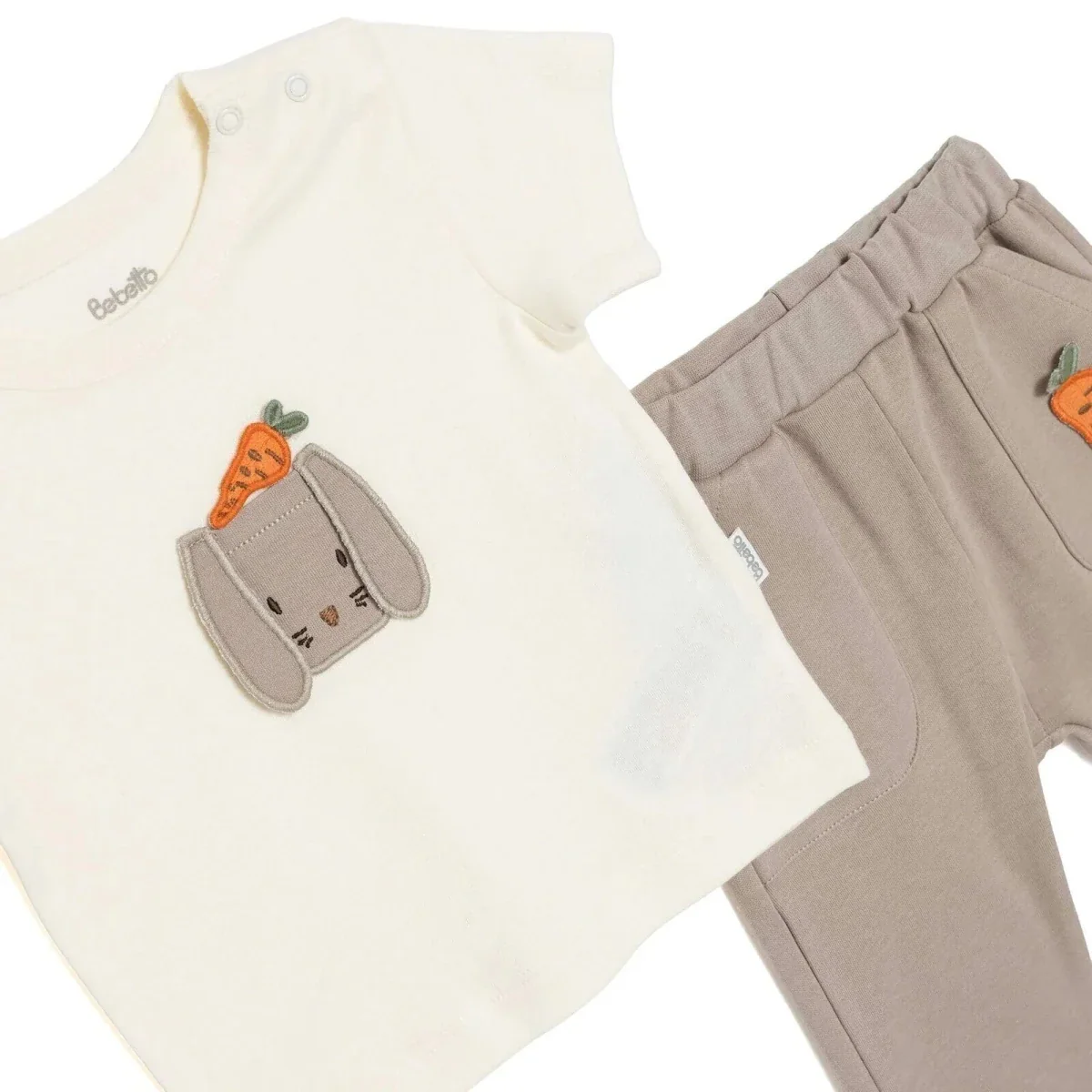 Bebetto Boys T-shirt & Footless Bottom Set Animal Print Baby Carrot Crew Neck Full Length Short Slee - Brown - Image 3