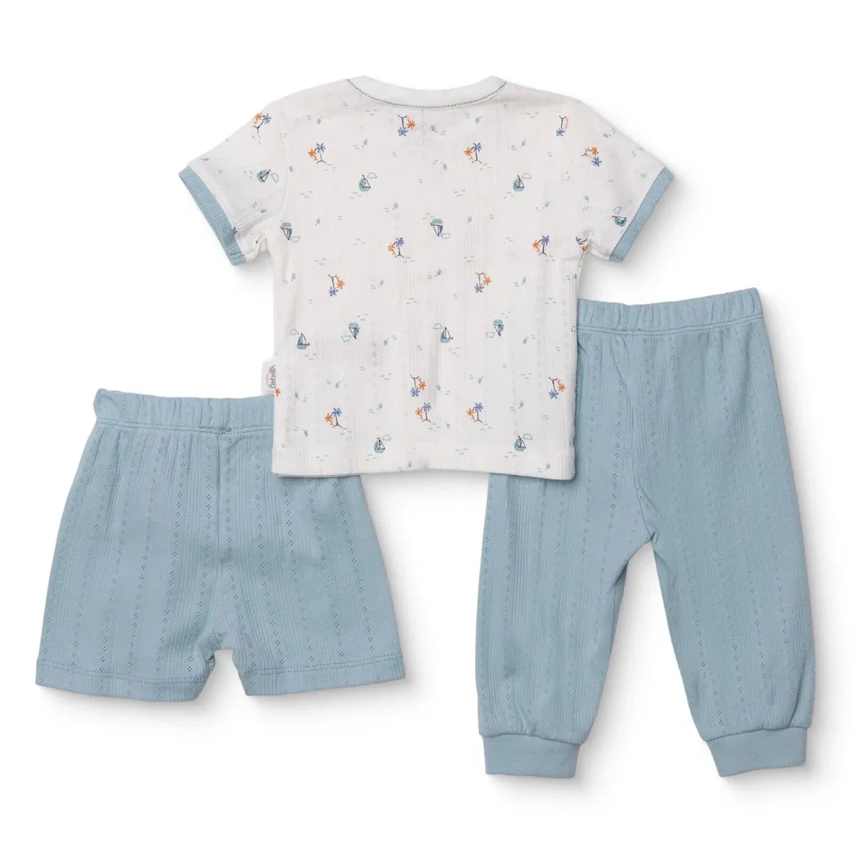 Bebetto Boys T-shirt & Footless Bottom Set Nautical Print - Petrol Green - Image 2