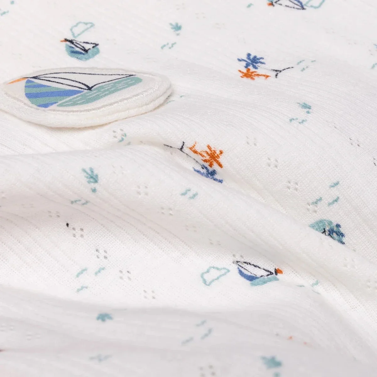 Bebetto Boys T-shirt & Footless Bottom Set Nautical Print - Petrol Green - Image 7
