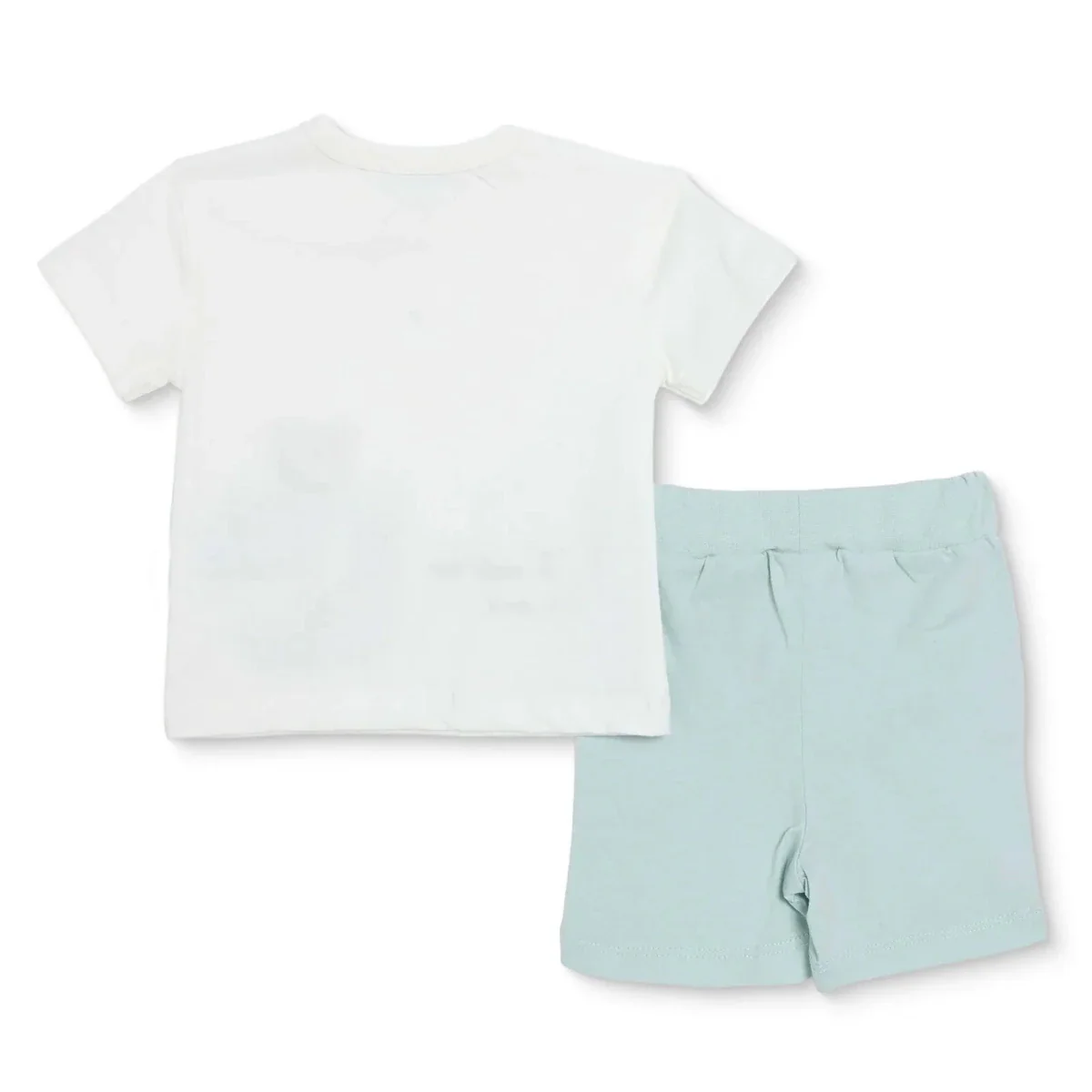 Bebetto Boys T-shirt & Shorts Set Bear Print Buttoned Hello Crew Neck Short Length Short Sleeve - Multicolour - Image 2