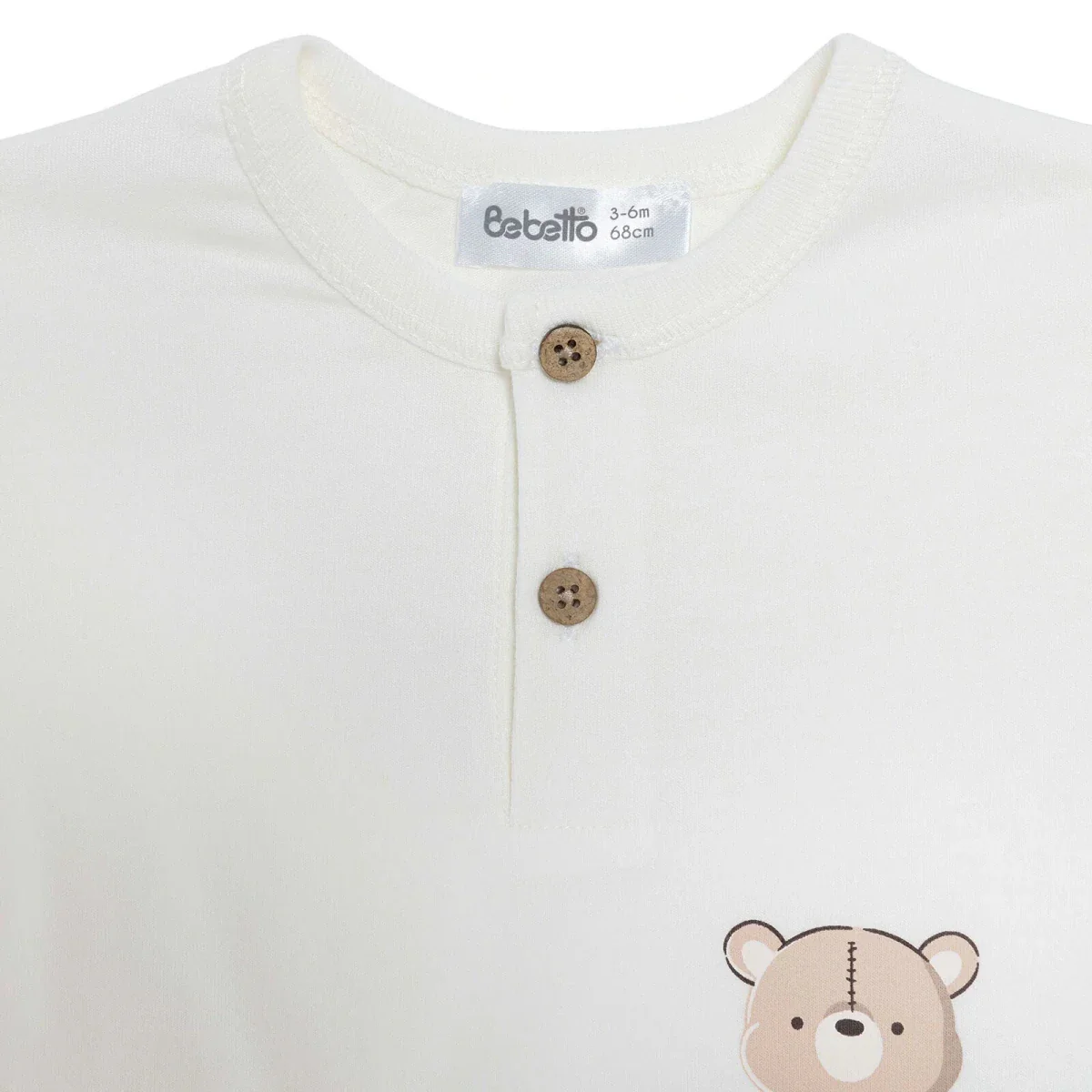 Bebetto Boys T-shirt & Shorts Set Bear Print Buttoned Hello Crew Neck Short Length Short Sleeve - Multicolour - Image 7