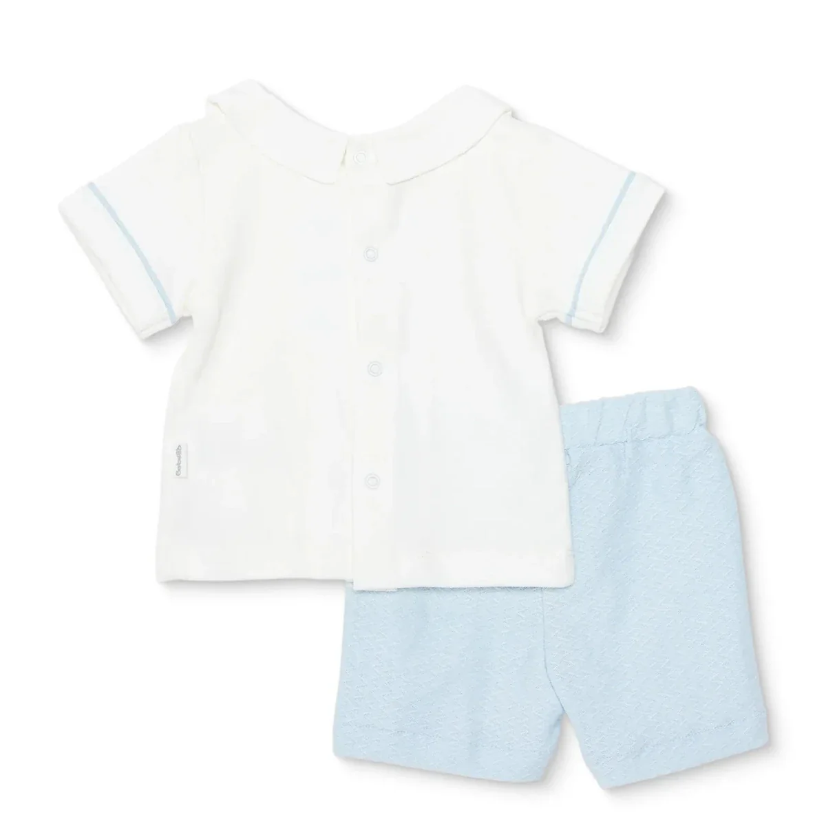 Bebetto Boys T-shirt & Shorts Set Snap Fastening Little Boss Shirt Collar Short Length Short Sleeve - Blue - Image 2