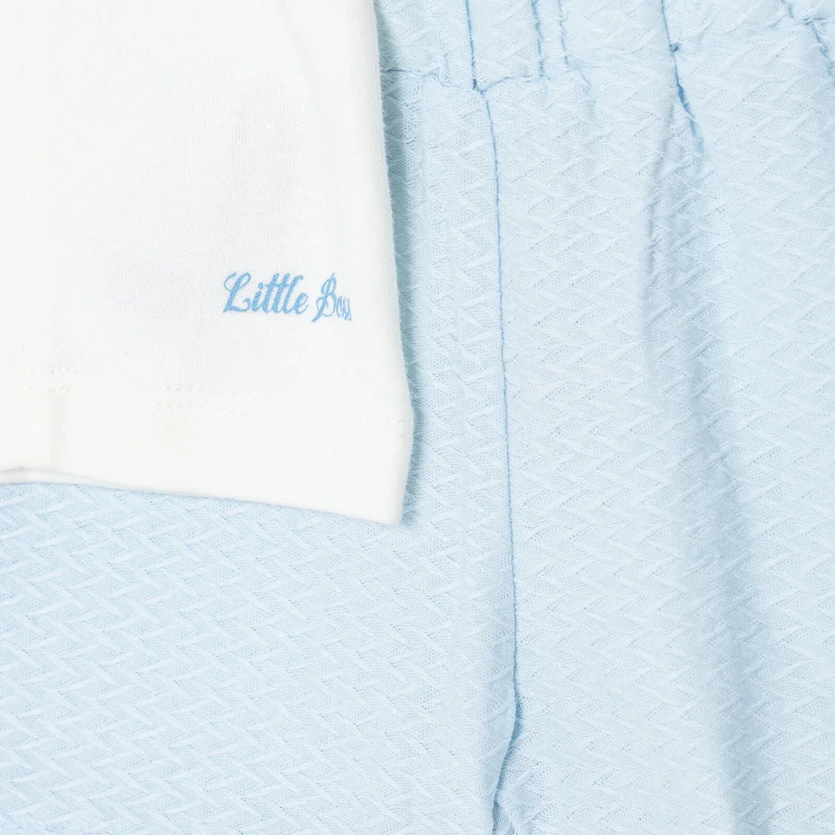 Bebetto Boys T-shirt & Shorts Set Snap Fastening Little Boss Shirt Collar Short Length Short Sleeve - Blue - Image 8
