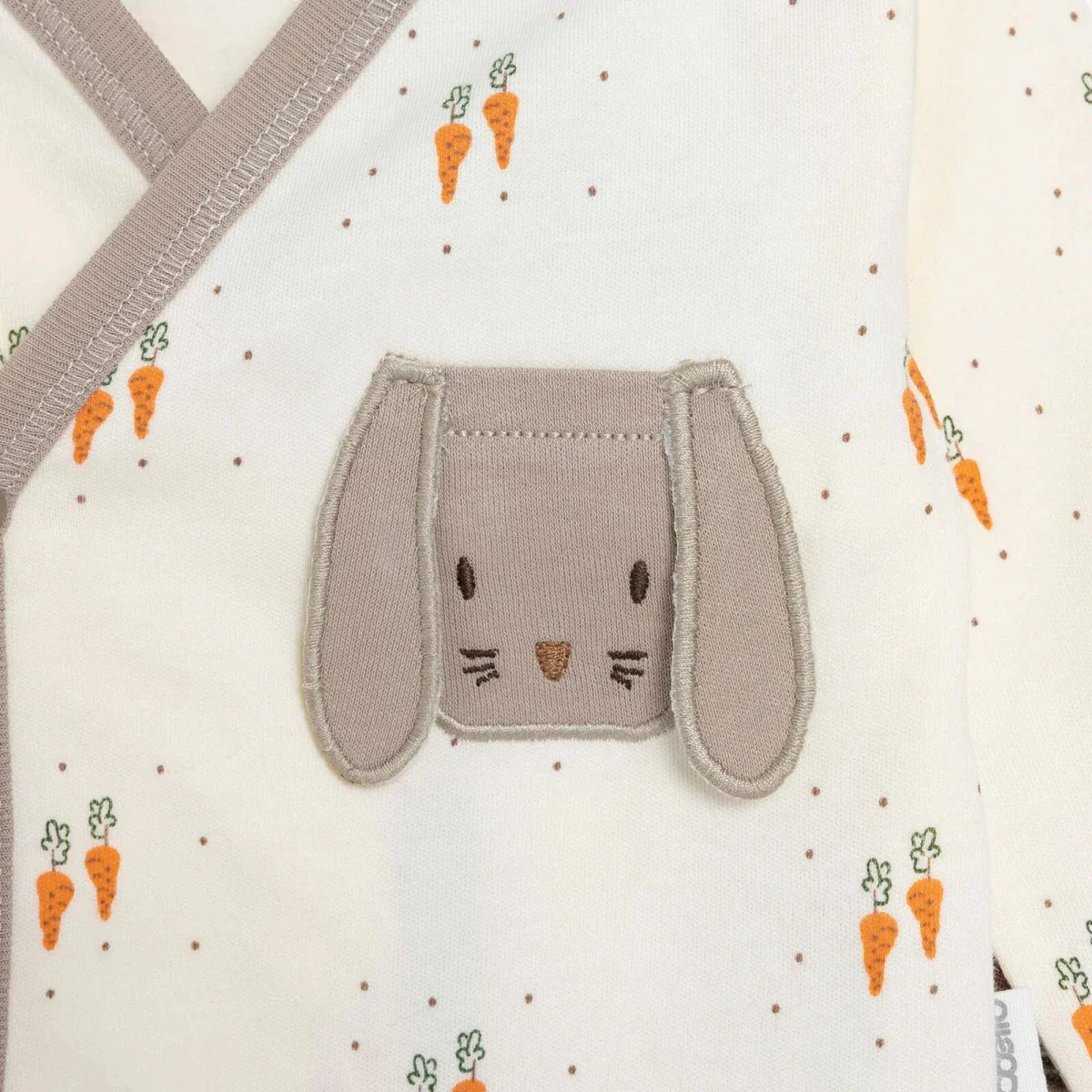 Bebetto Boys Vest Hat & Footed Bottom Set Animal Print Snap Fastening Baby Carrot Envelope Neck Full - Brown - Image 4