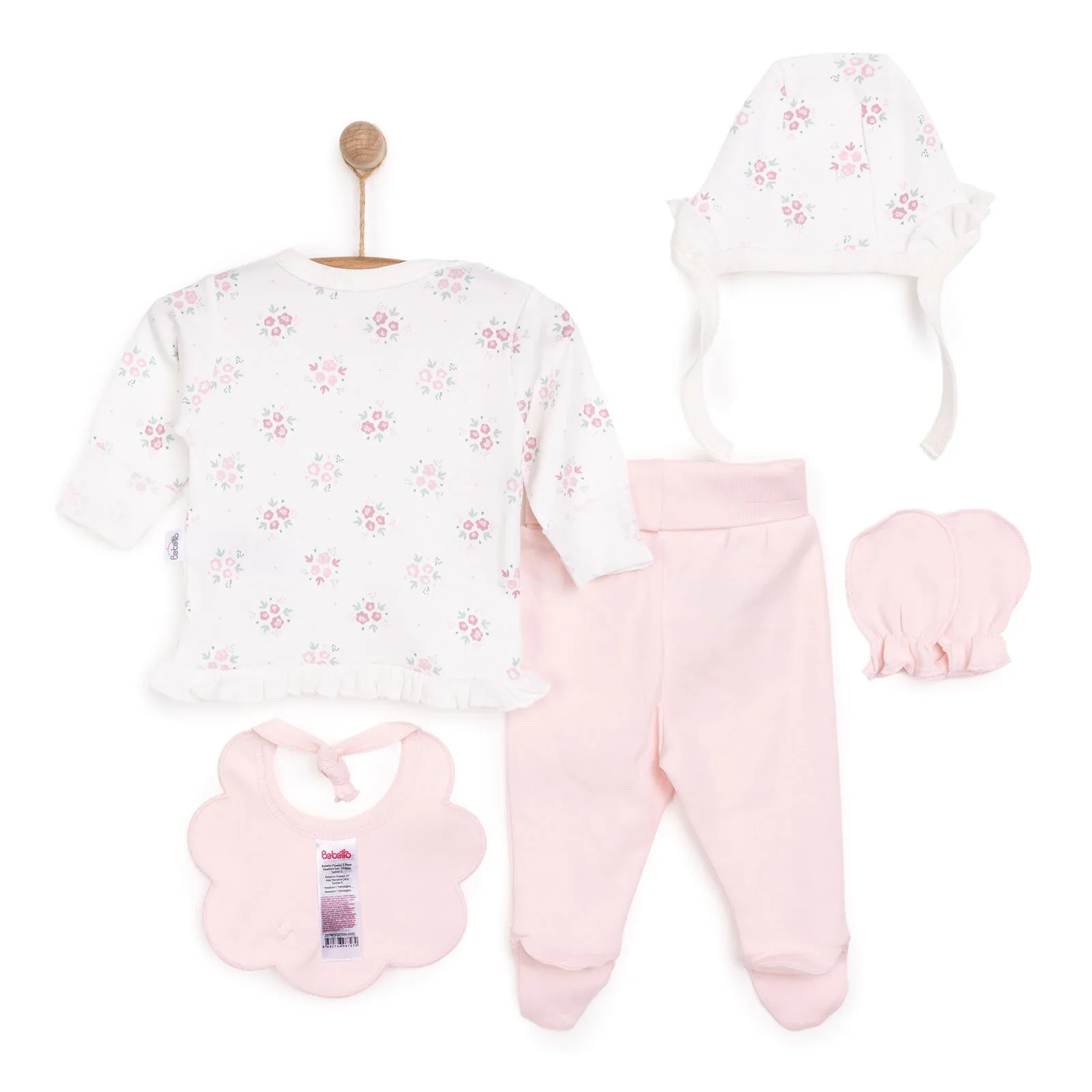 Bebetto Flowers Girl 5 Piece Newborn Set - Salmon - Image 2