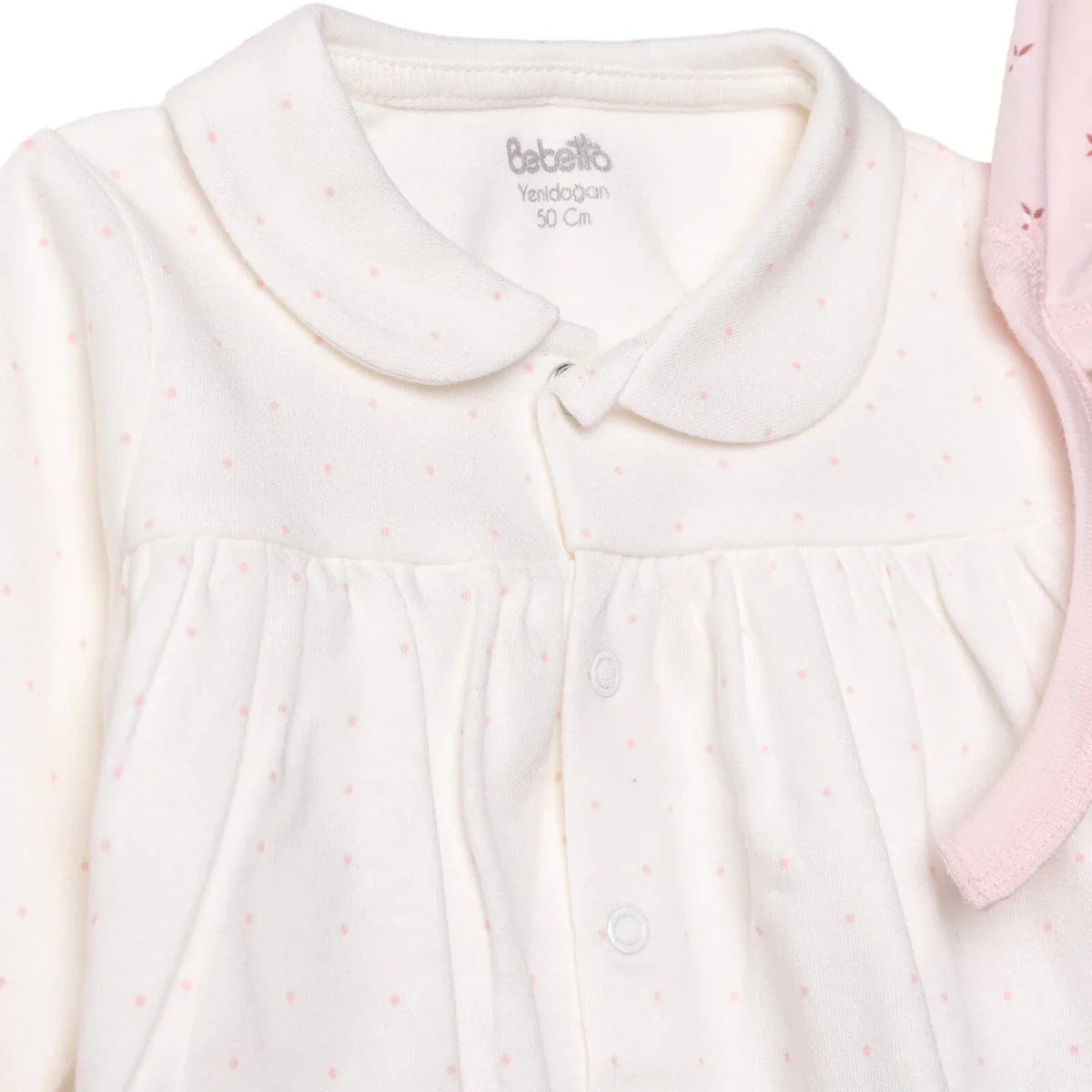 Bebetto Girls 5-Piece Newborn Hospital Set Buttoned Flower Garden Crew Neck Full Length Long Sleeve - Pink - Image 3